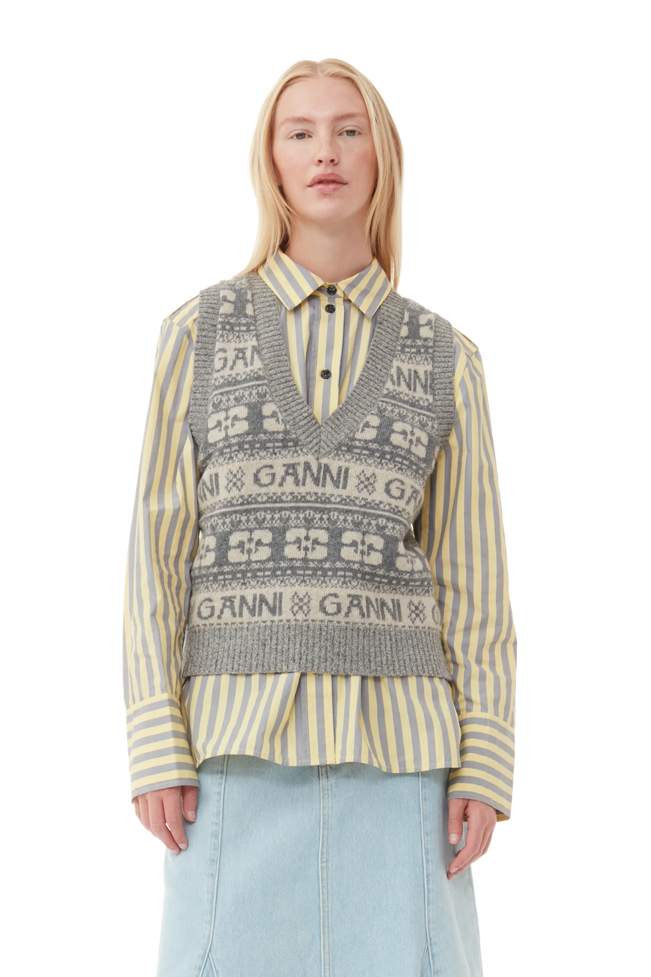 Logo Wool Mix Vest | Frost Gray - Image 3