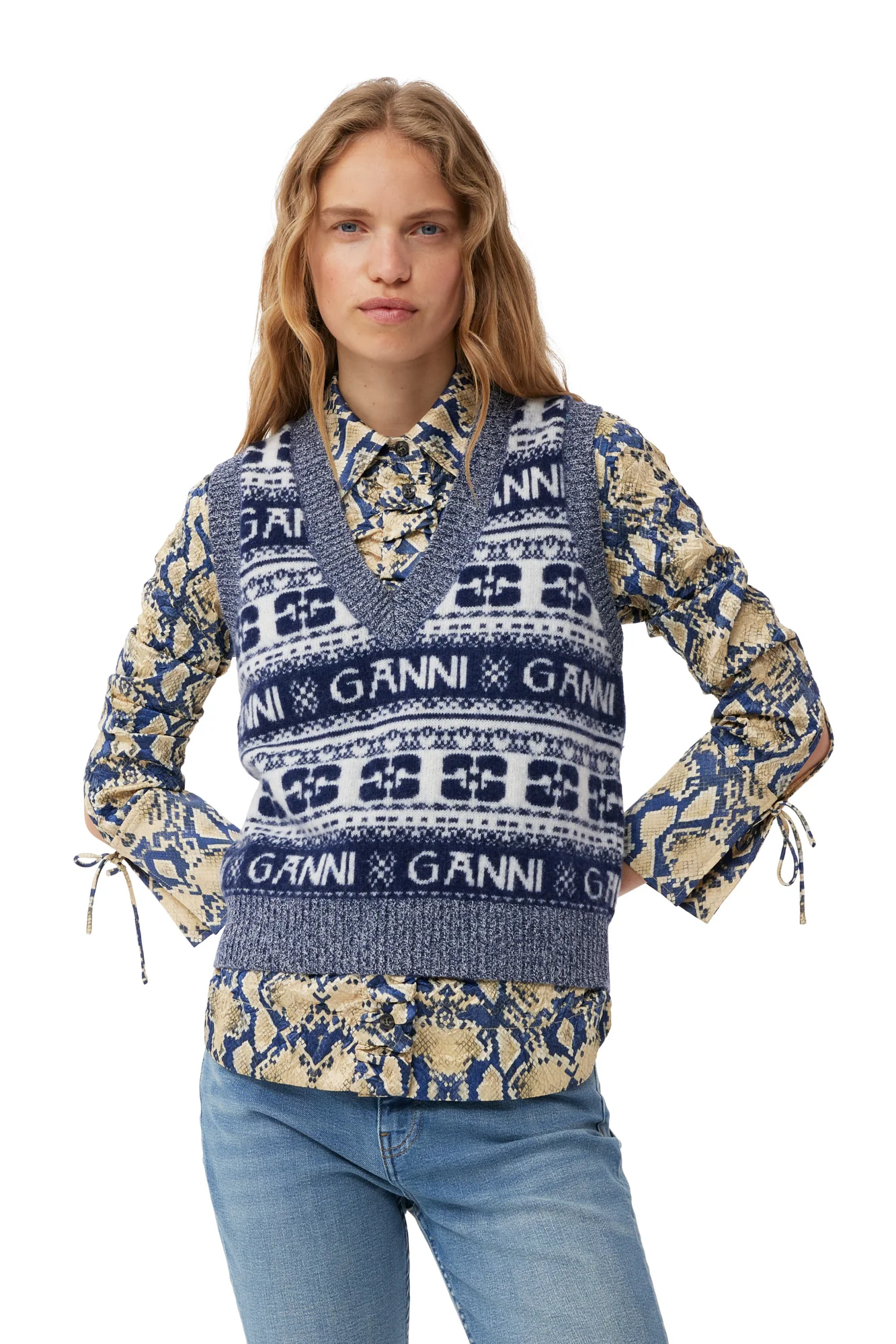 Logo Wool Mix Vest | Sky Captain - Image 6