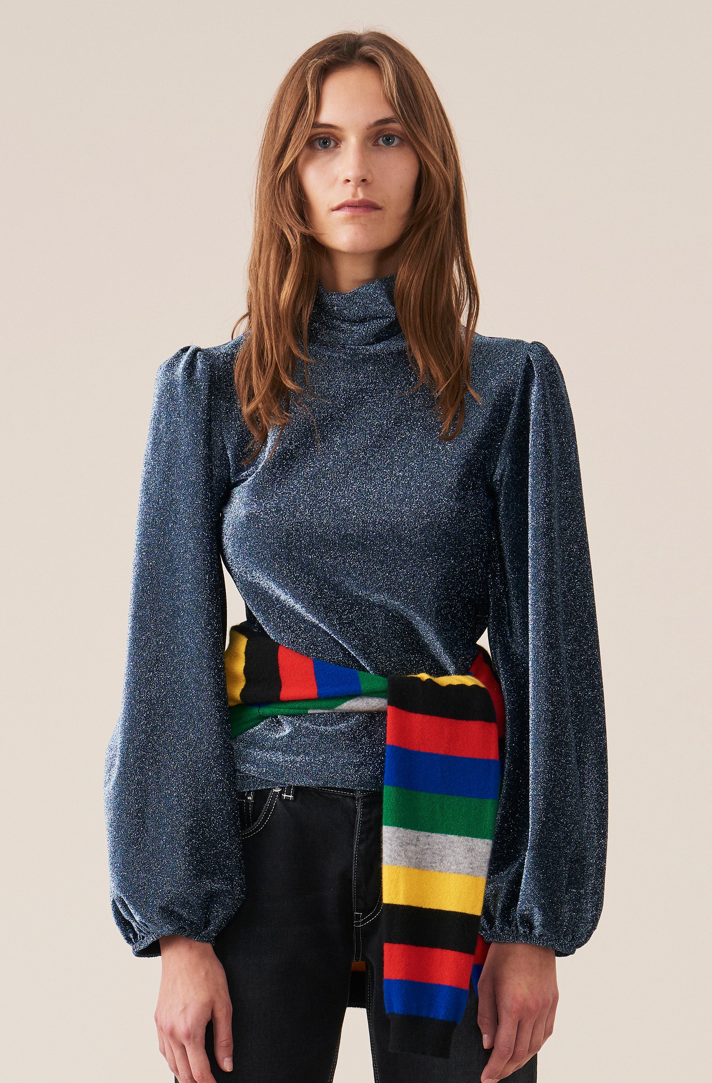 Lurex Rollneck Blouse | Serenity Blue - Image 2