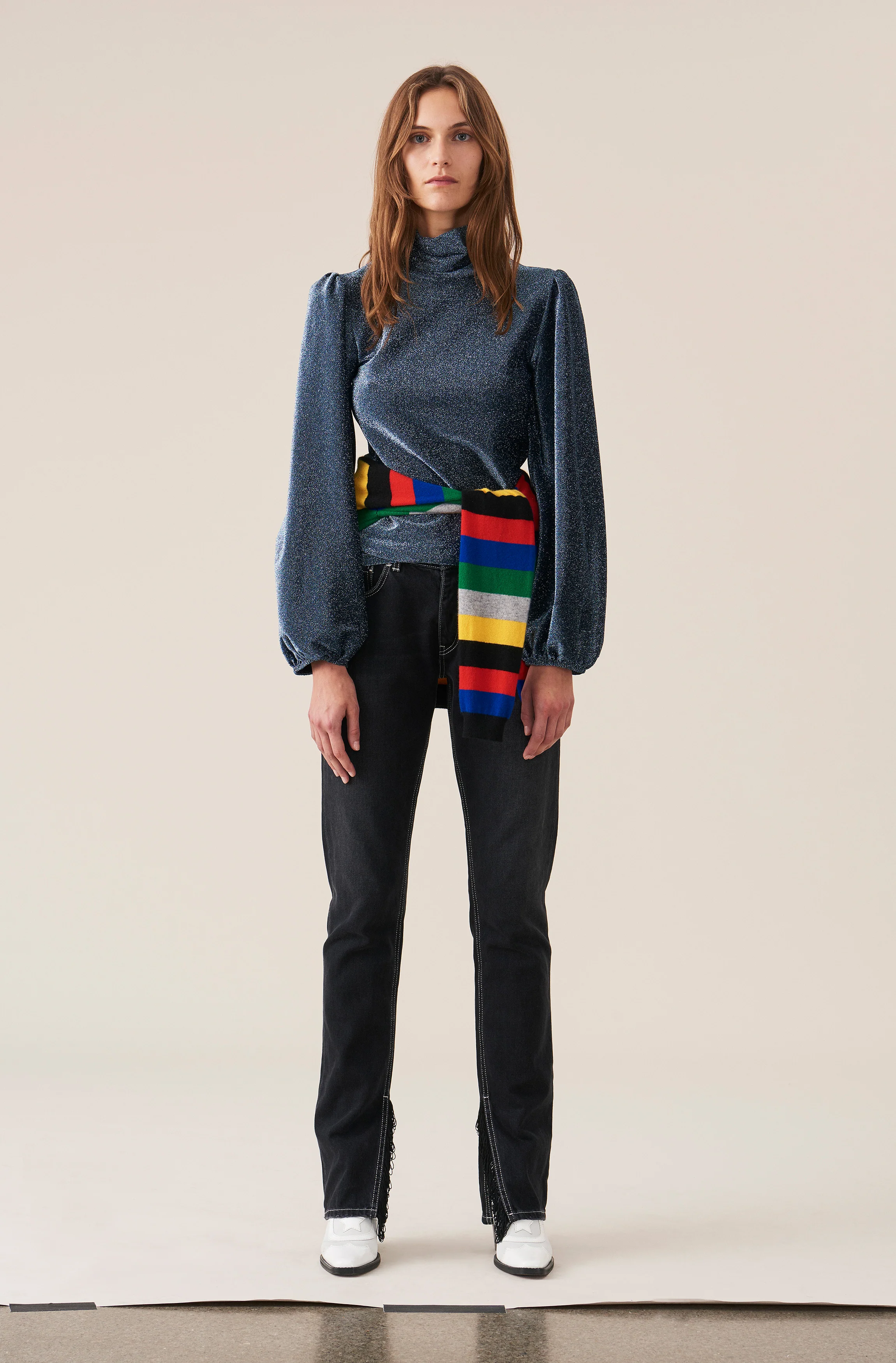 Lurex Rollneck Blouse | Serenity Blue - Image 3