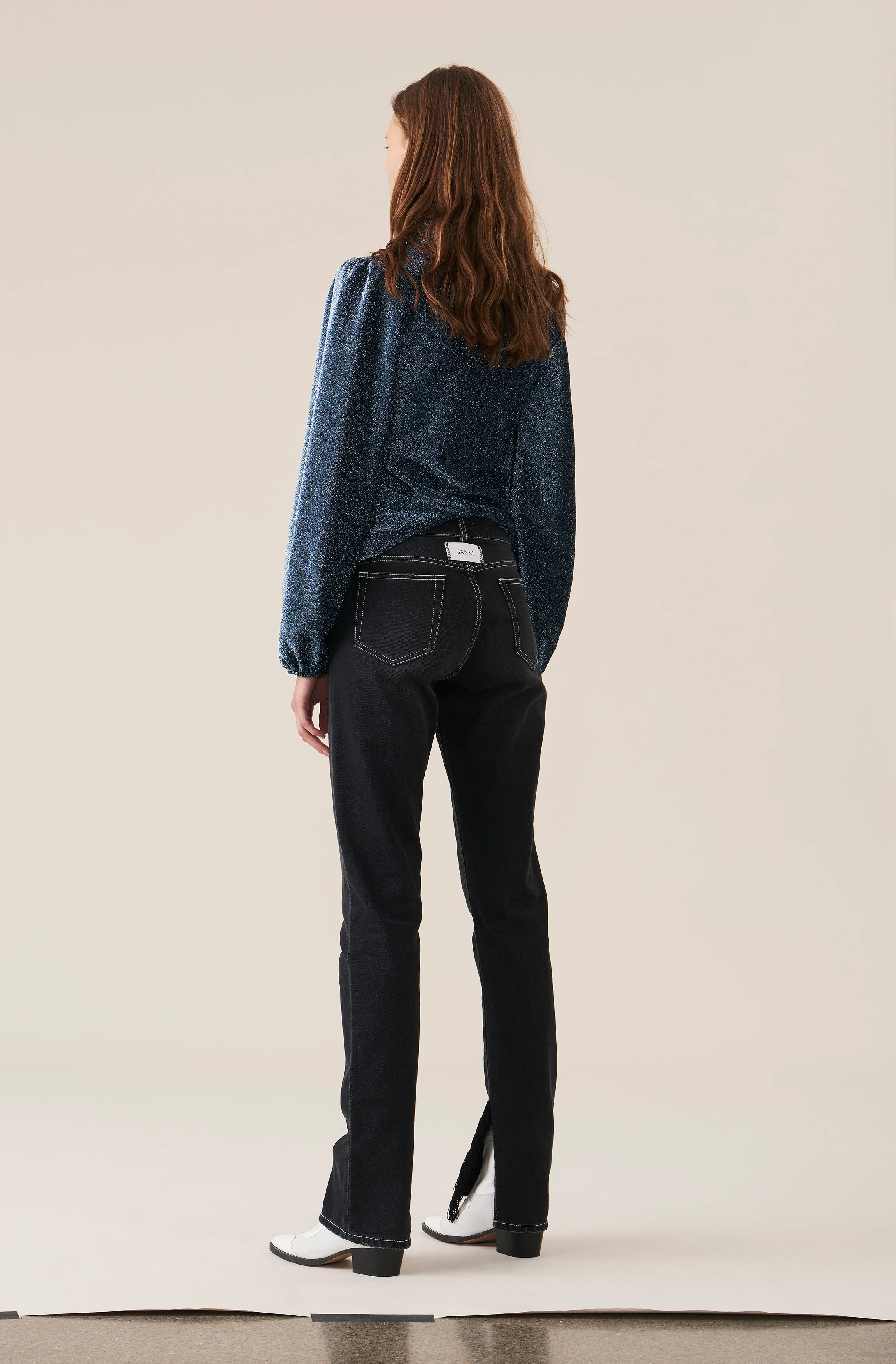 Lurex Rollneck Blouse | Serenity Blue - Image 4