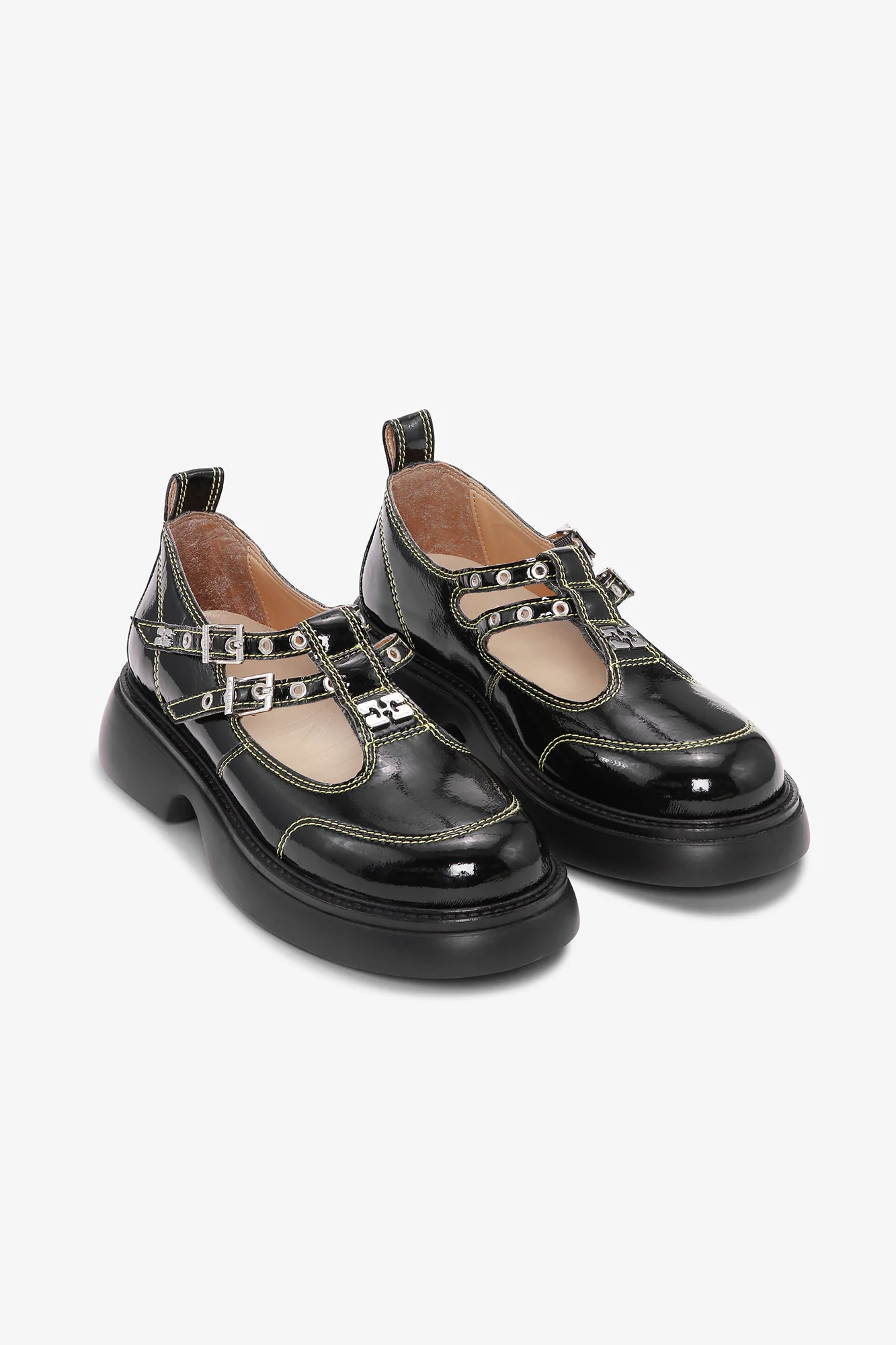 Mary Jane Shoes | Black/Yellow - Image 2