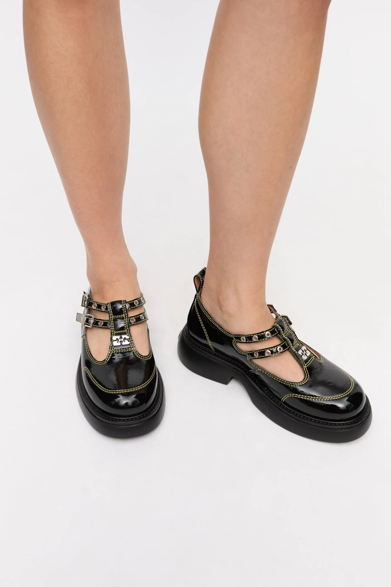 Mary Jane Shoes | Black/Yellow - Image 4