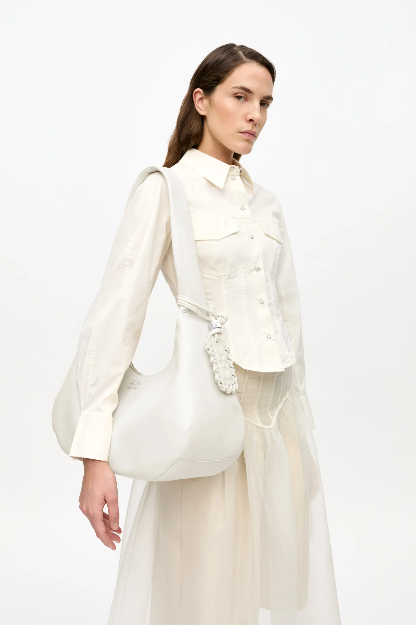 Medium Hobo Bag | Egret - Image 7