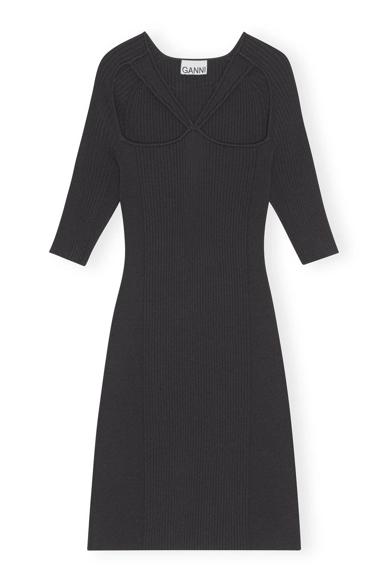 Melange Cut Out Mini Dress | Black