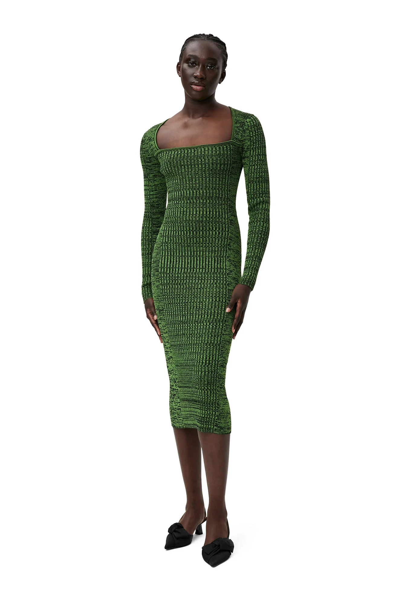 Melange Knit Dress | Kelly Green - Image 3