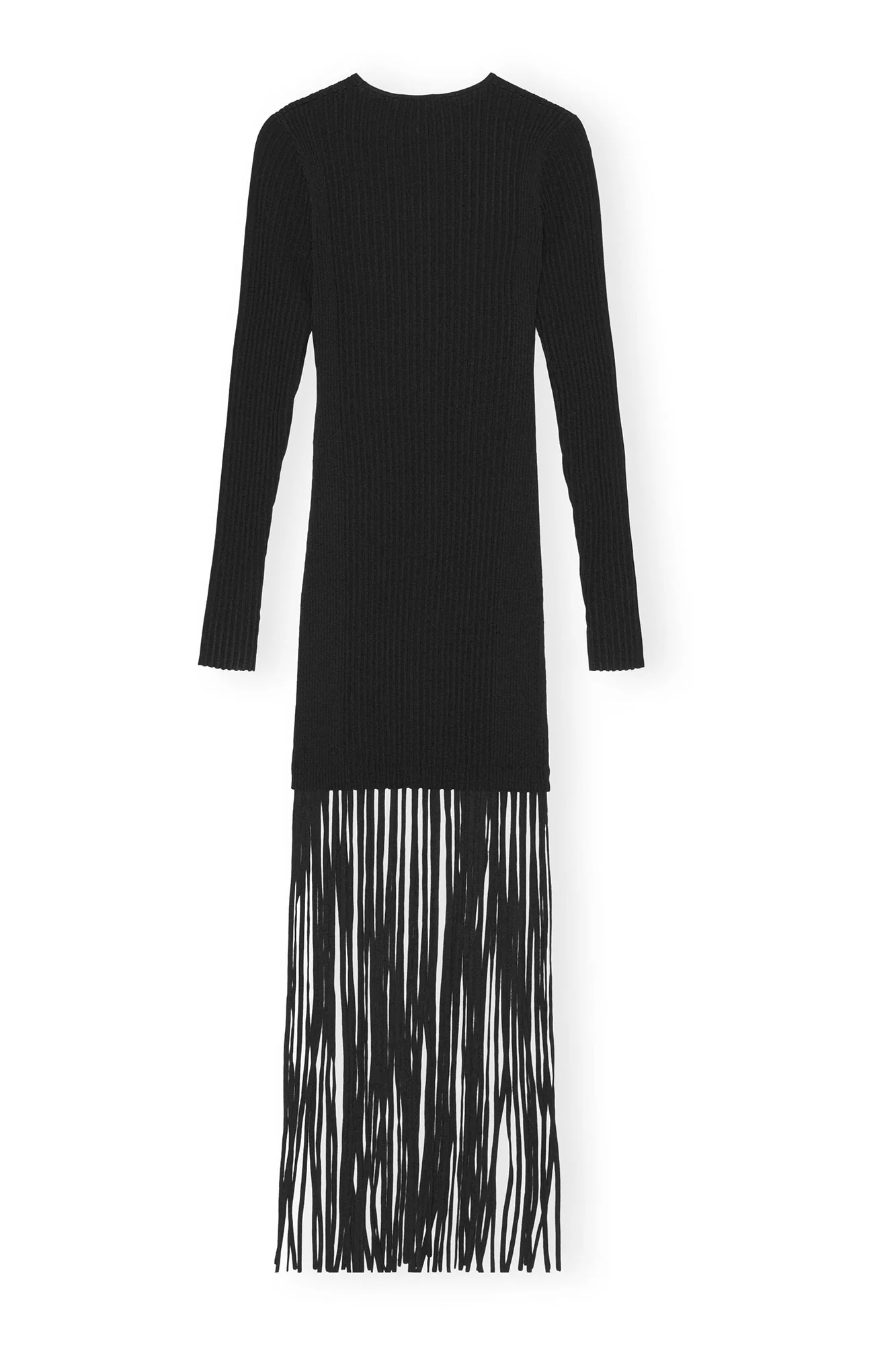 Melange Knit Fringe Mini Dress | Black - Image 2