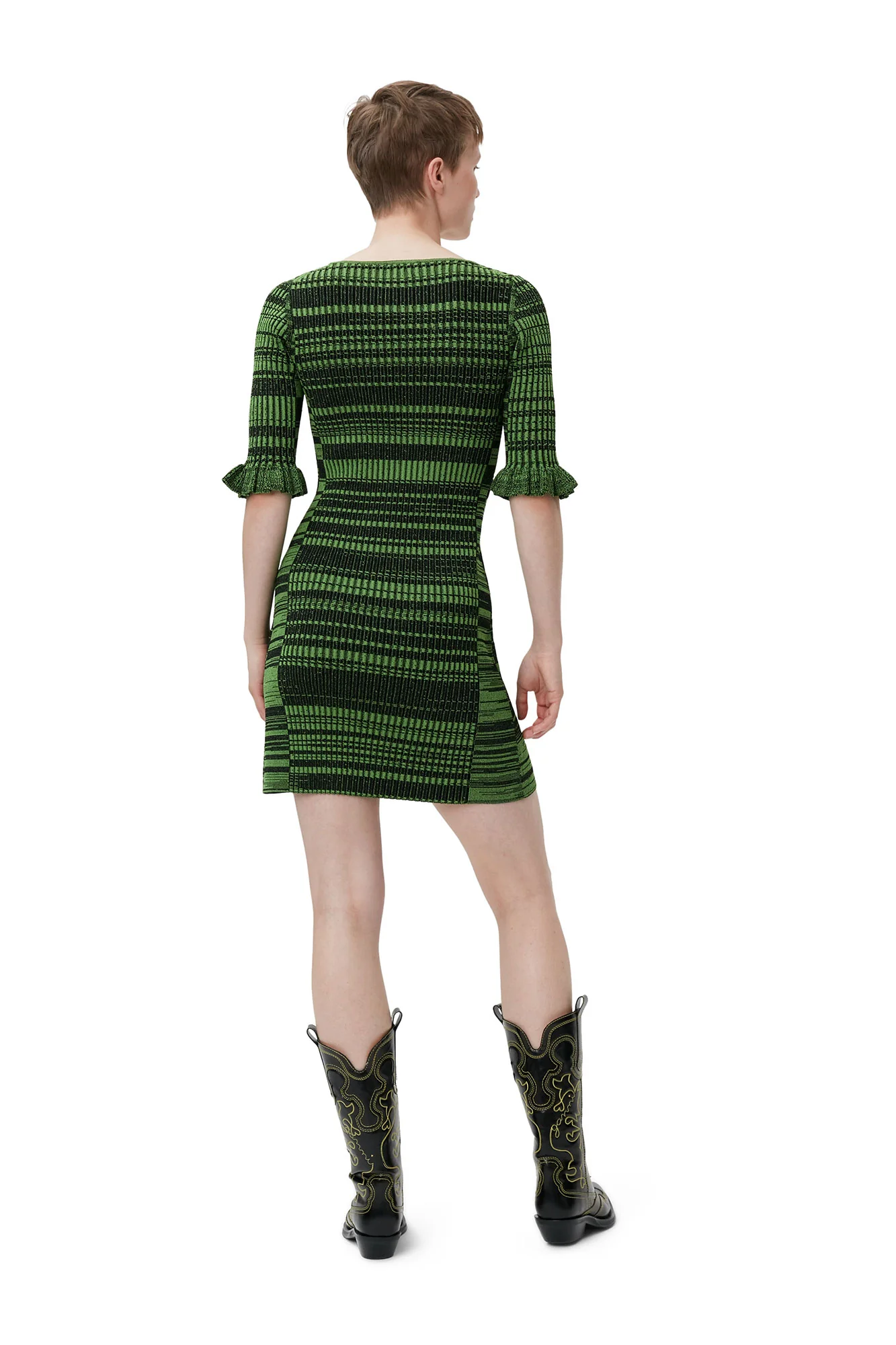 Melange Knit Mini Dress | Kelly Green - Image 4