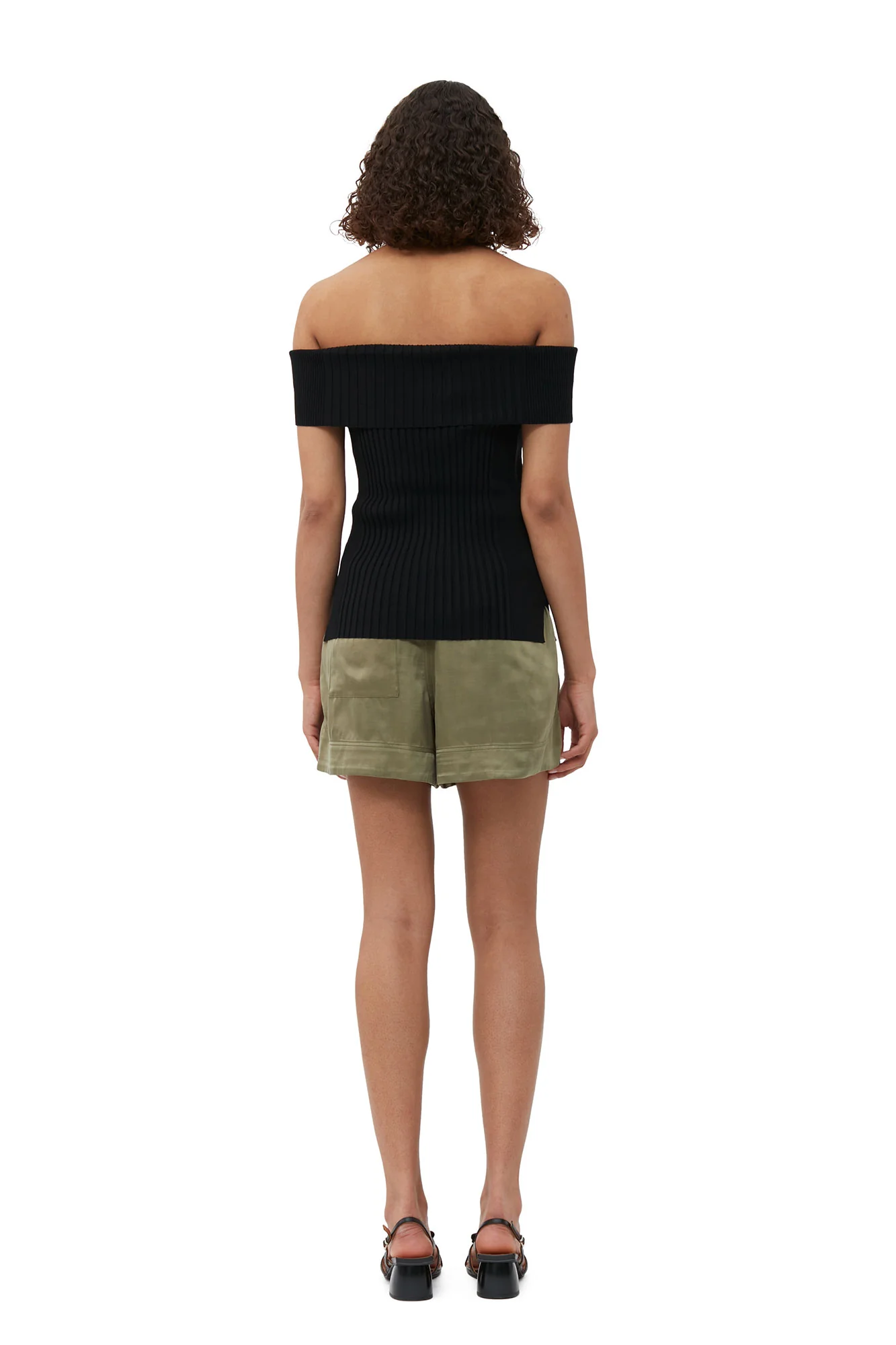 Melange Knit Off Shoulder Top | Black - Image 4