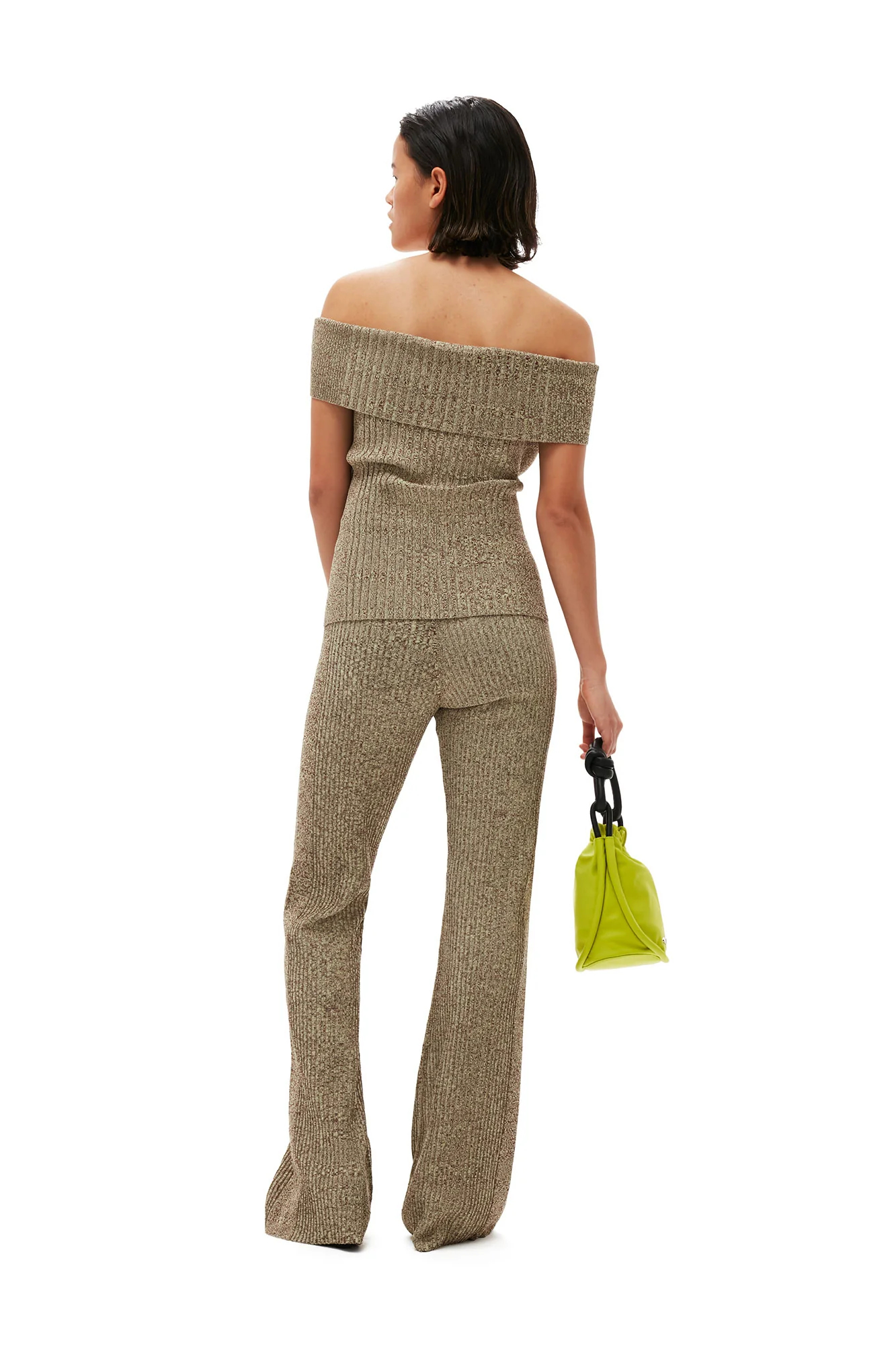 Melange Knit Off Shoulder Top | Brandy Brown - Image 4