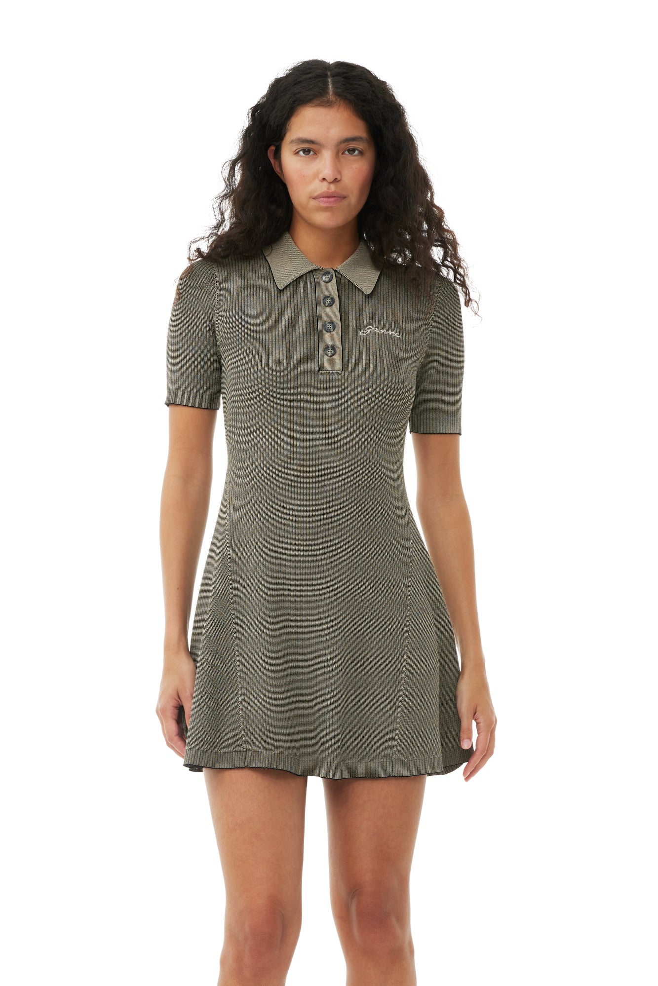 Melange Knit Short Sleeve Mini Dress | Safari - Image 5