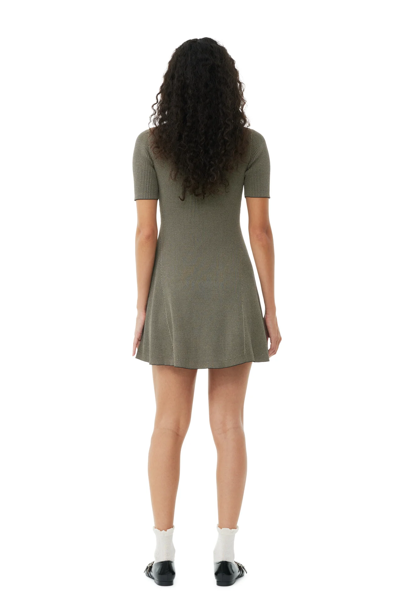 Melange Knit Short Sleeve Mini Dress | Safari - Image 8