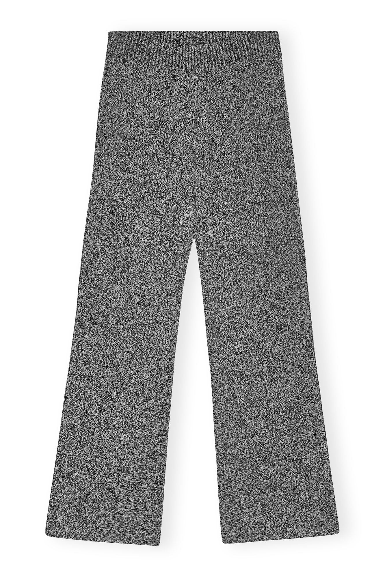 Melange Rib Cropped Trousers | Black