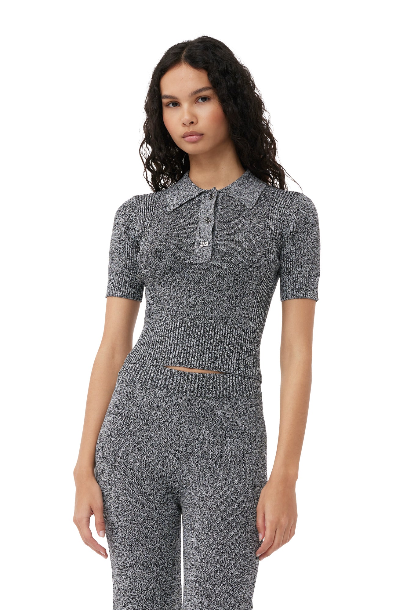 Melange Rib Polo | Black - Image 3