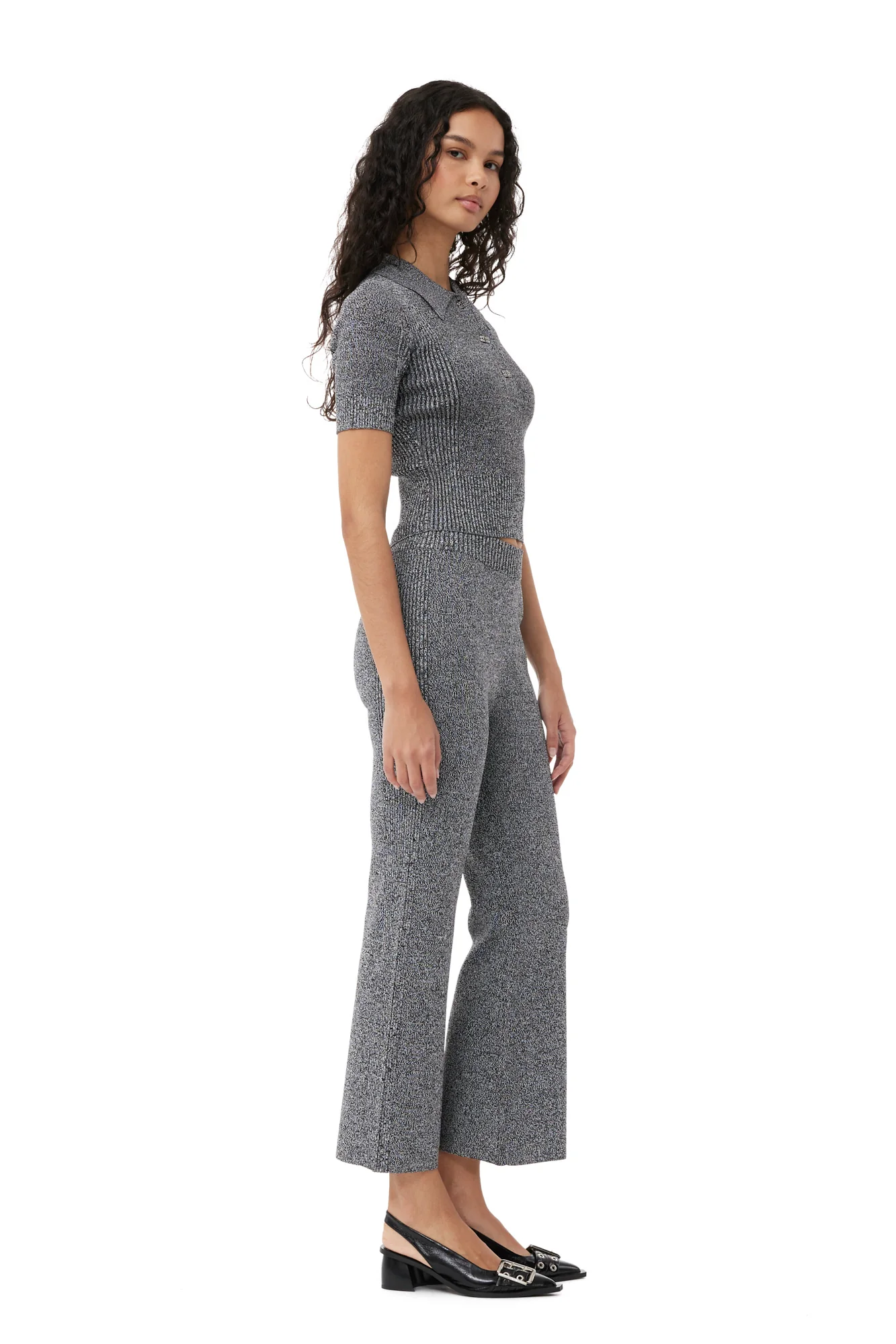 Melange Rib Polo | Black - Image 6