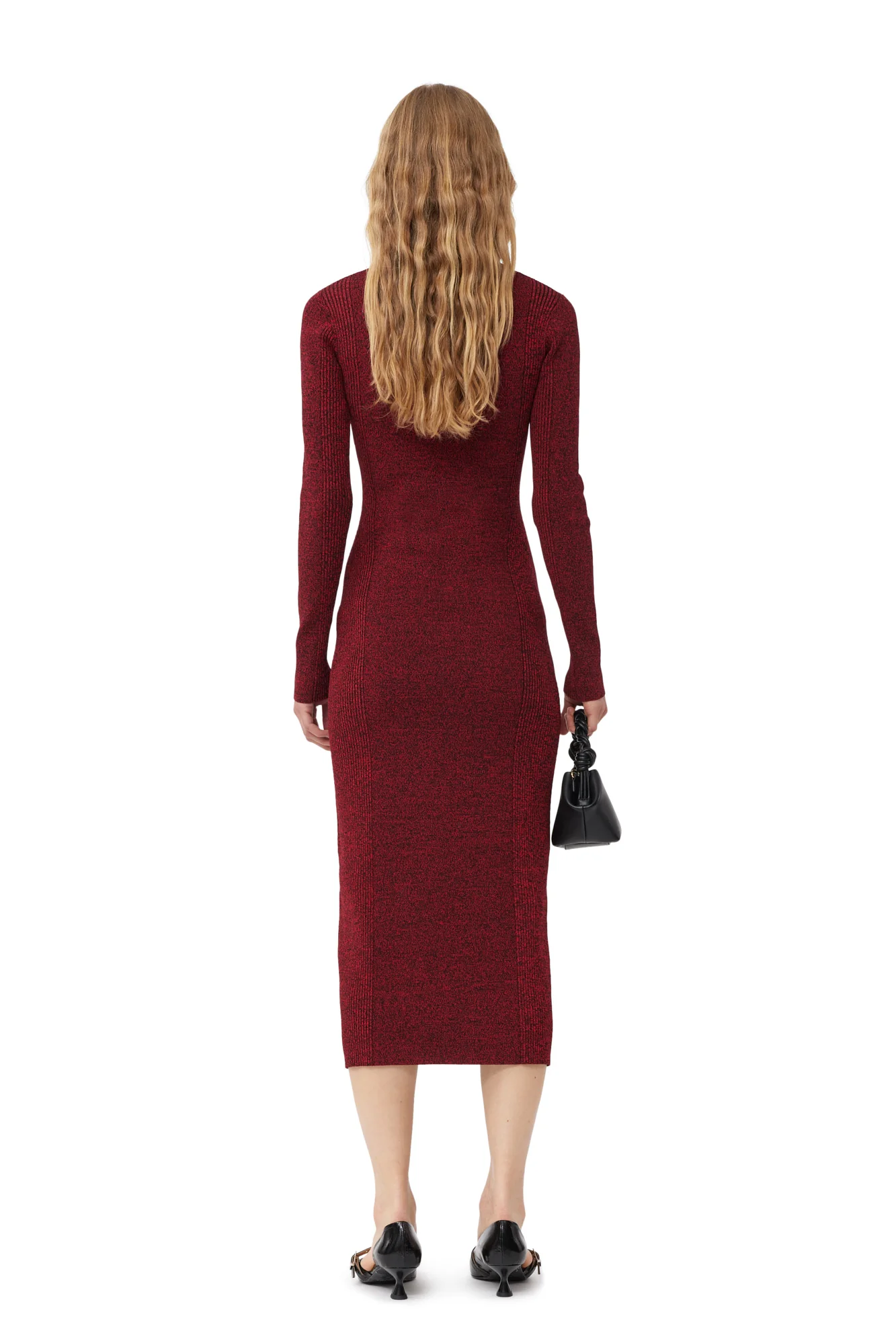 Melange Rib Polo Dress | High Risk Red - Image 4