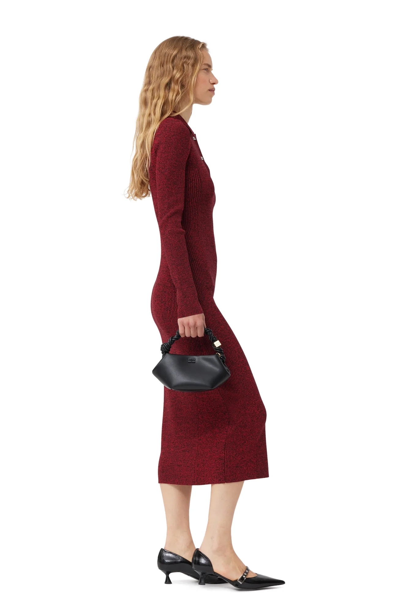 Melange Rib Polo Dress | High Risk Red - Image 5