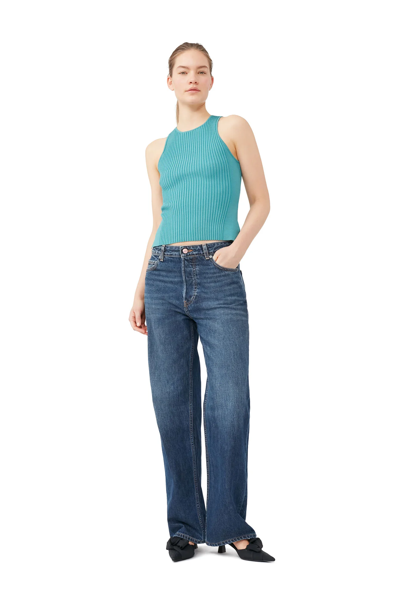 Melange Sleeveless Top | Lagoon - Image 3