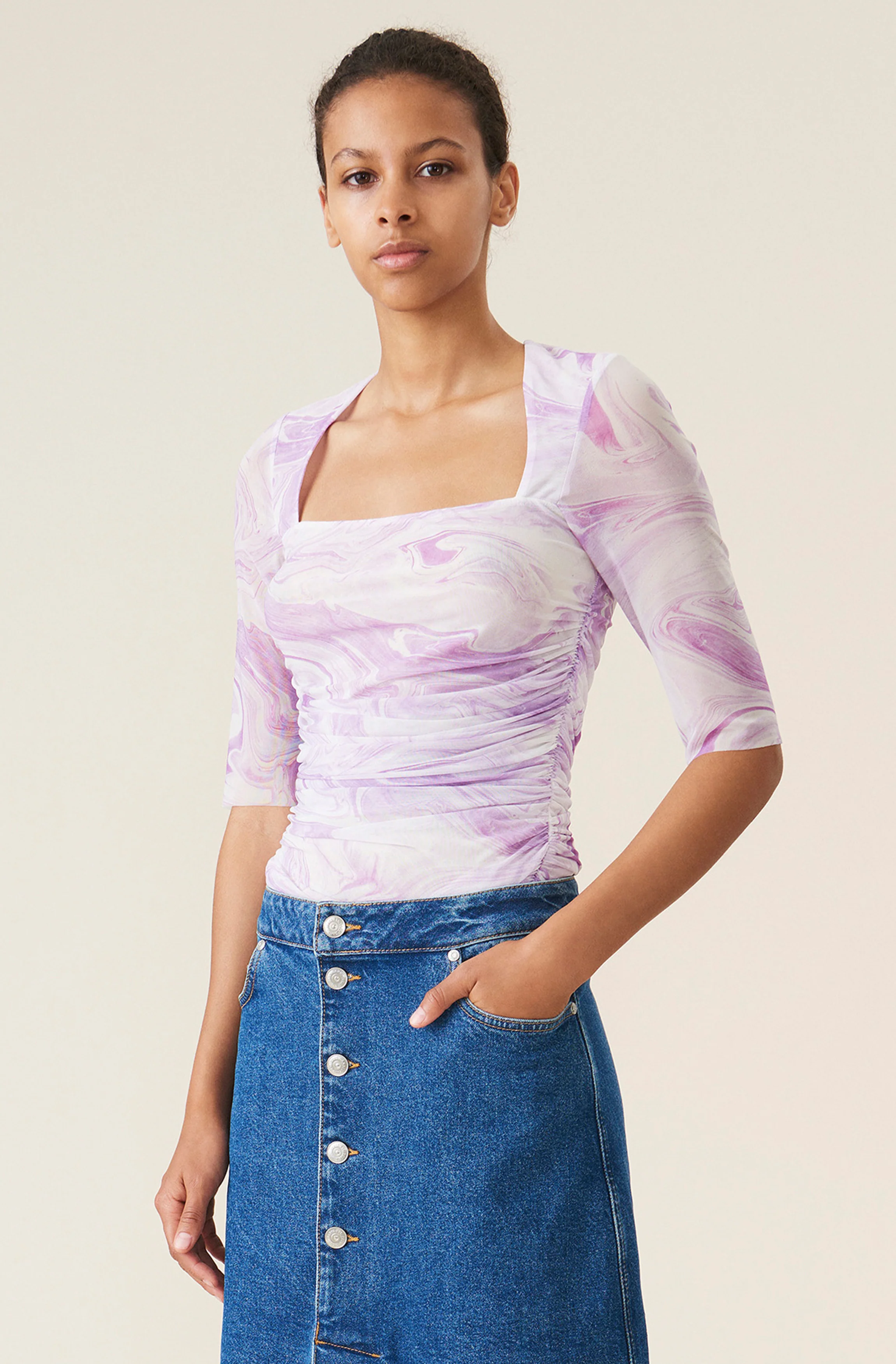 Mesh Blouse | Orchid Bloom - Image 2