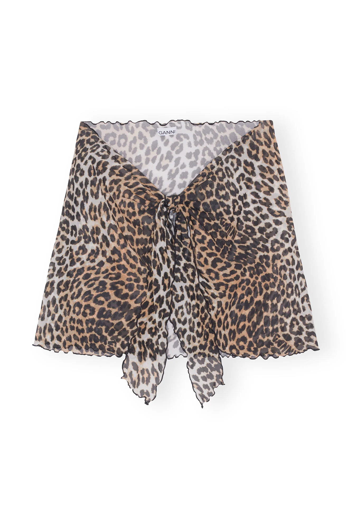Mesh Cover Up Wrap Mini Skirt | Leopard