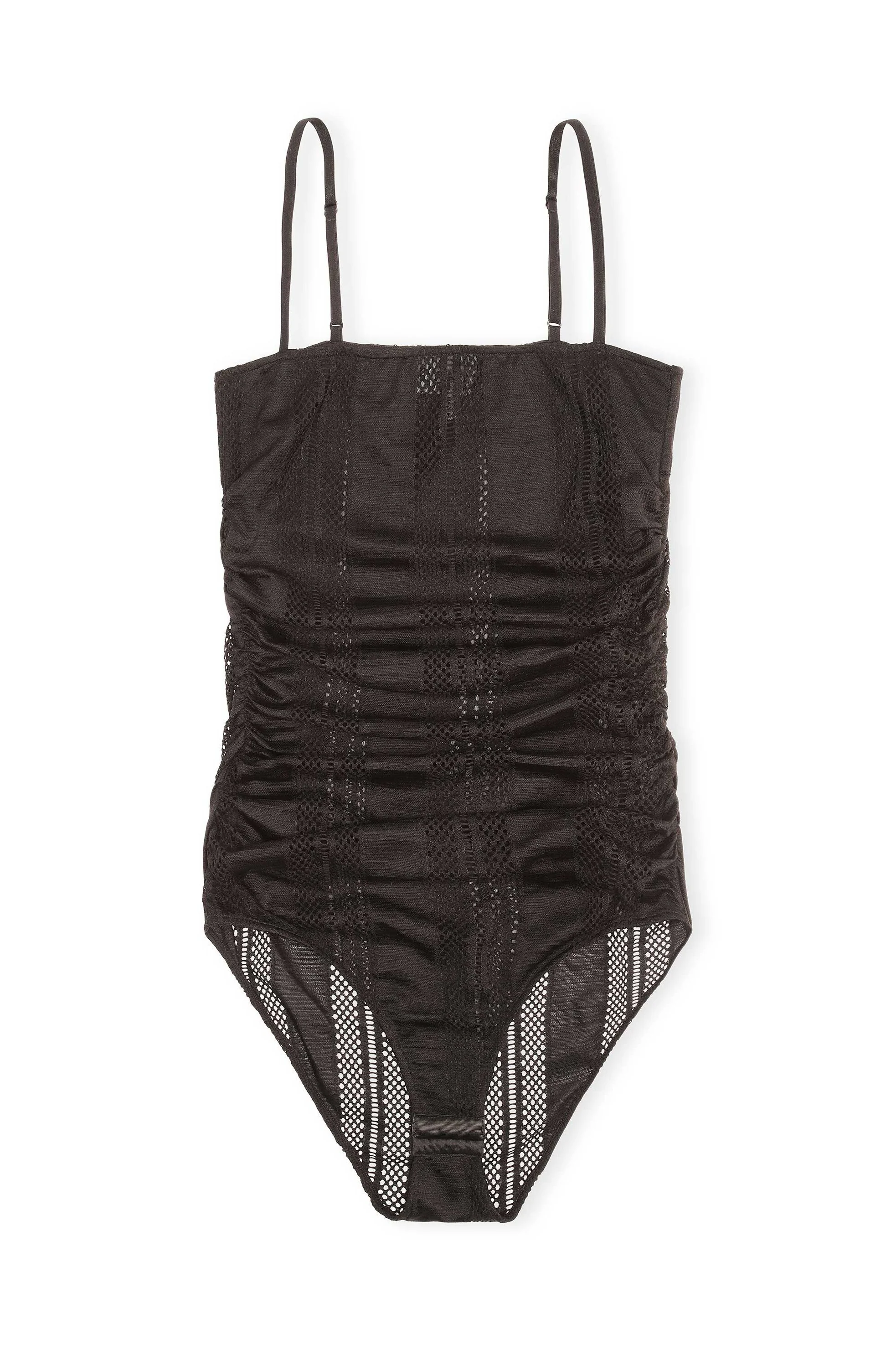 Mesh Gathered Bodystocking | Black