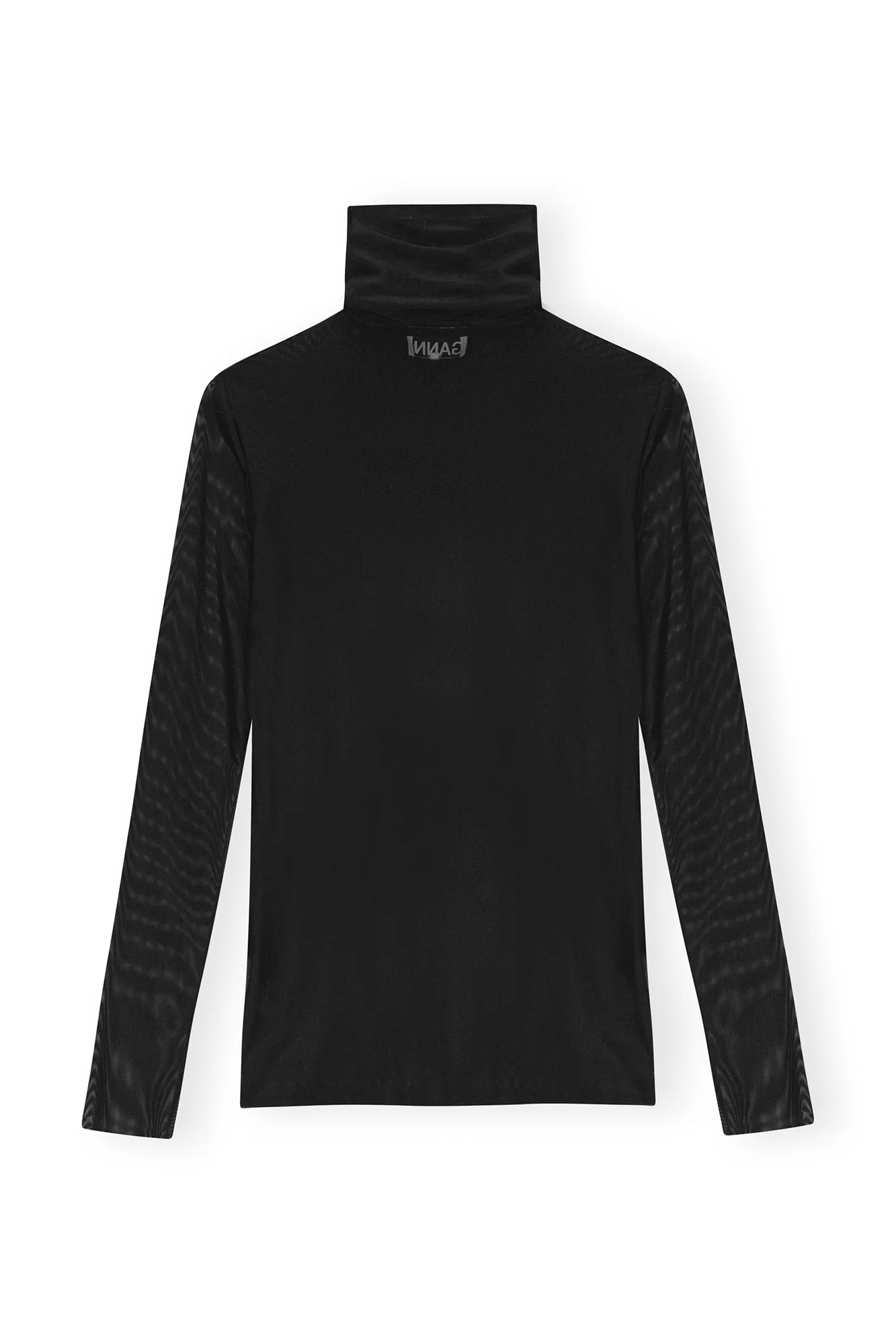 Mesh Long-sleeve Roll Neck Blouse | Black - Image 2