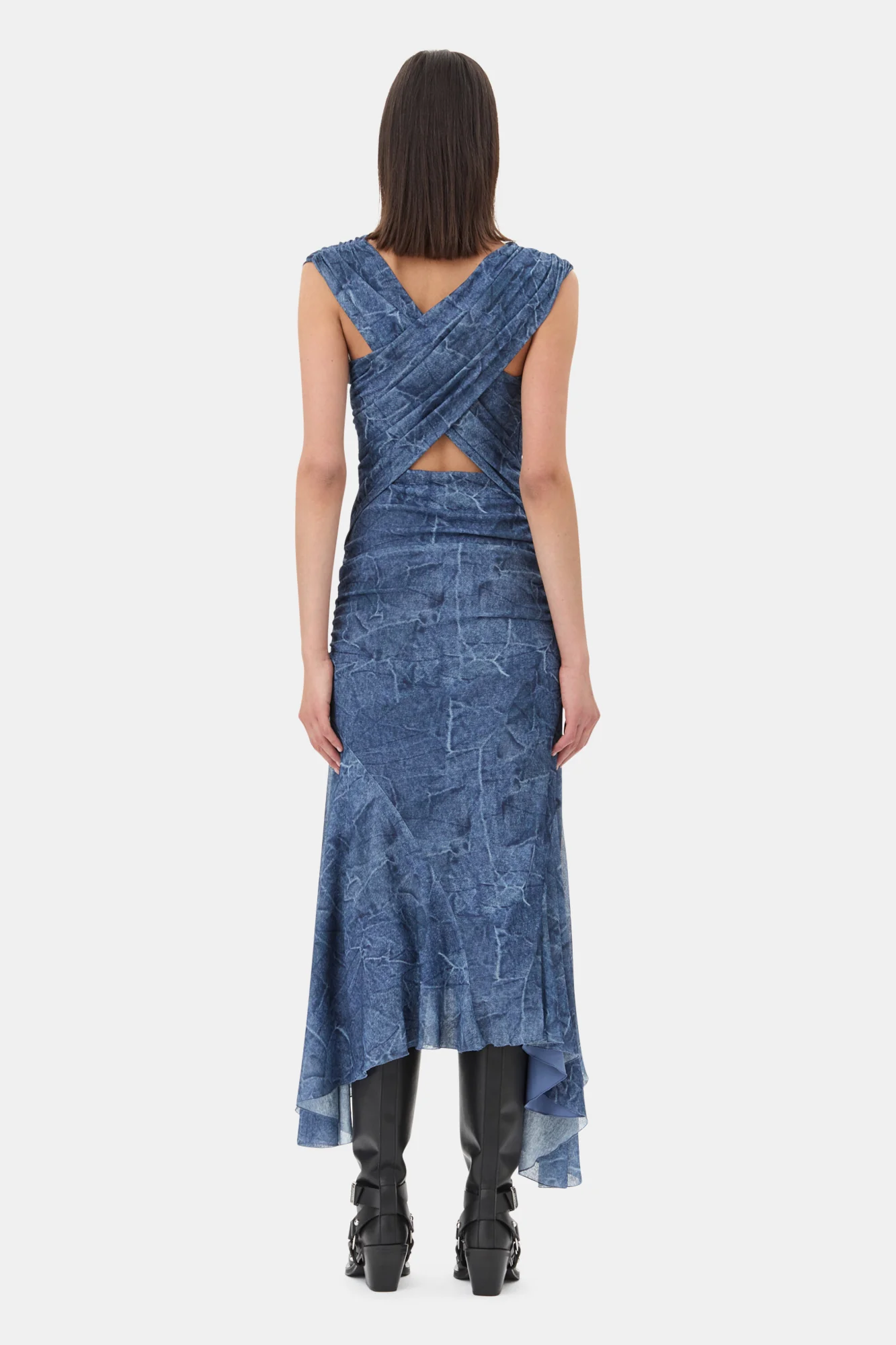 Mesh Ruched Dress | Denim - Image 6