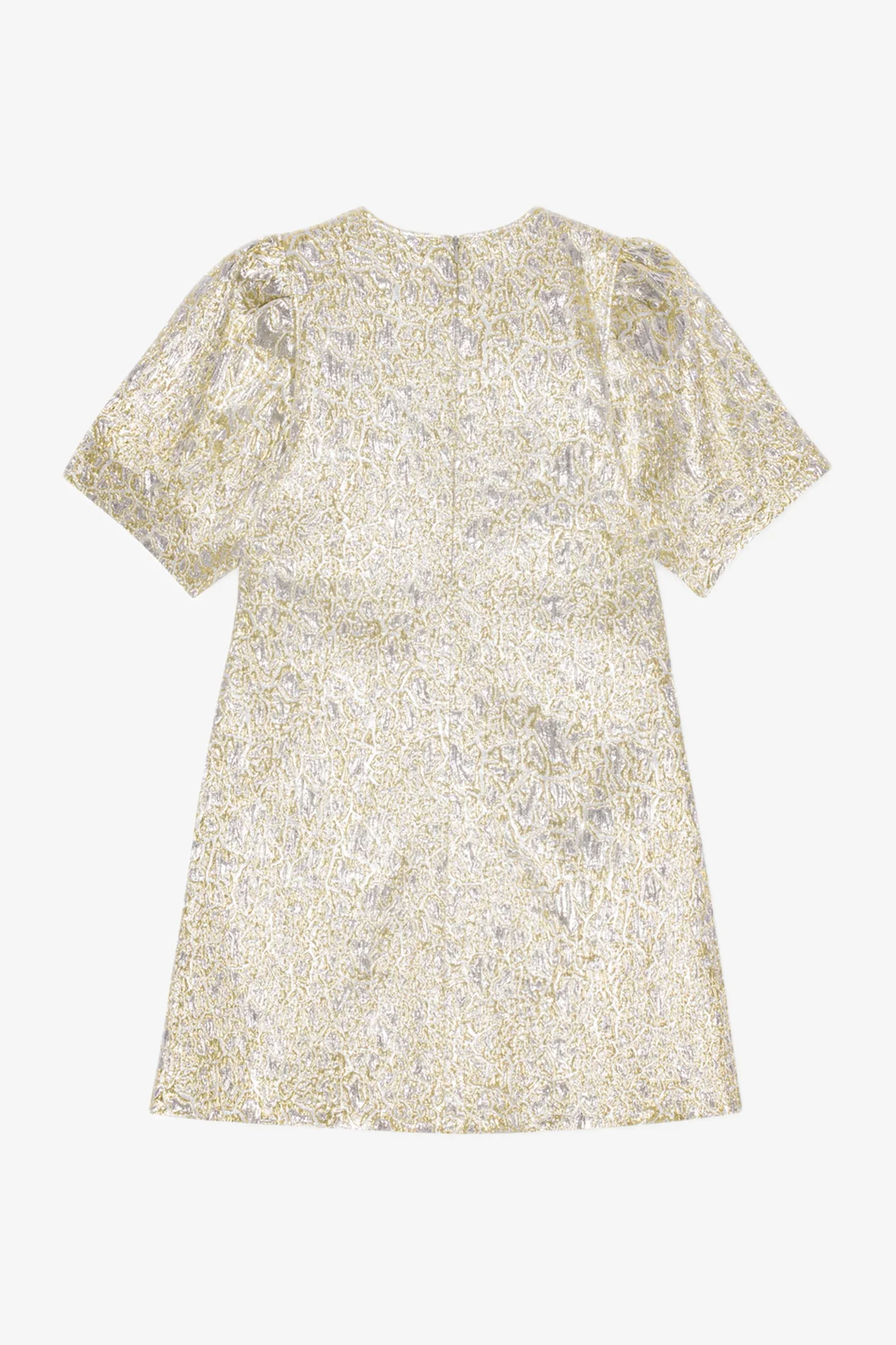 Metallic A-Line Mini Dress | Gold/Silver - Image 2