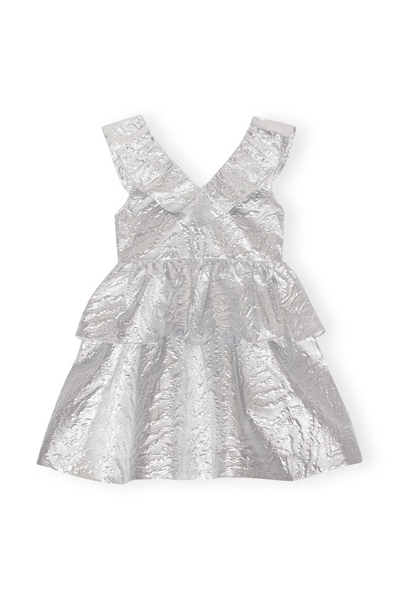Metallic Jacquard Layer Dress | Silver - Image 2