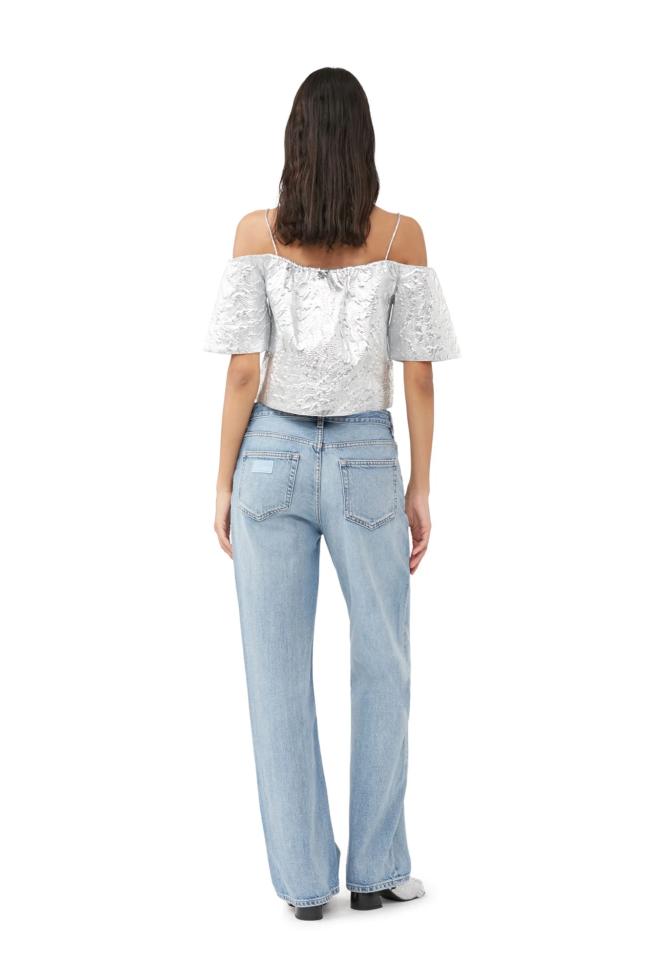 Metallic Jacquard Top | Silver - Image 4