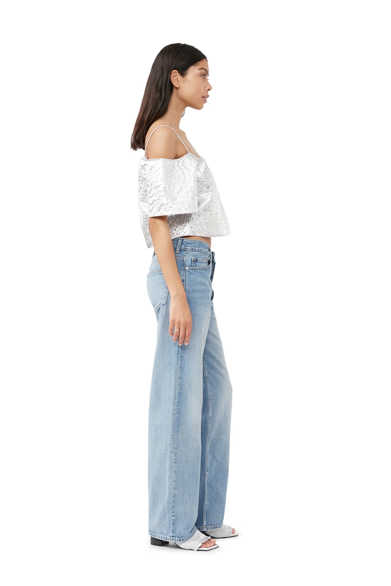Metallic Jacquard Top | Silver - Image 5