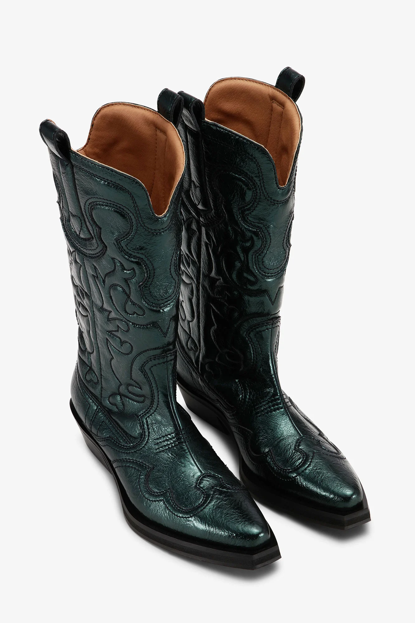 Metallic Mid Shaft Embroidered Western Boots | Climbing Ivy - Image 2