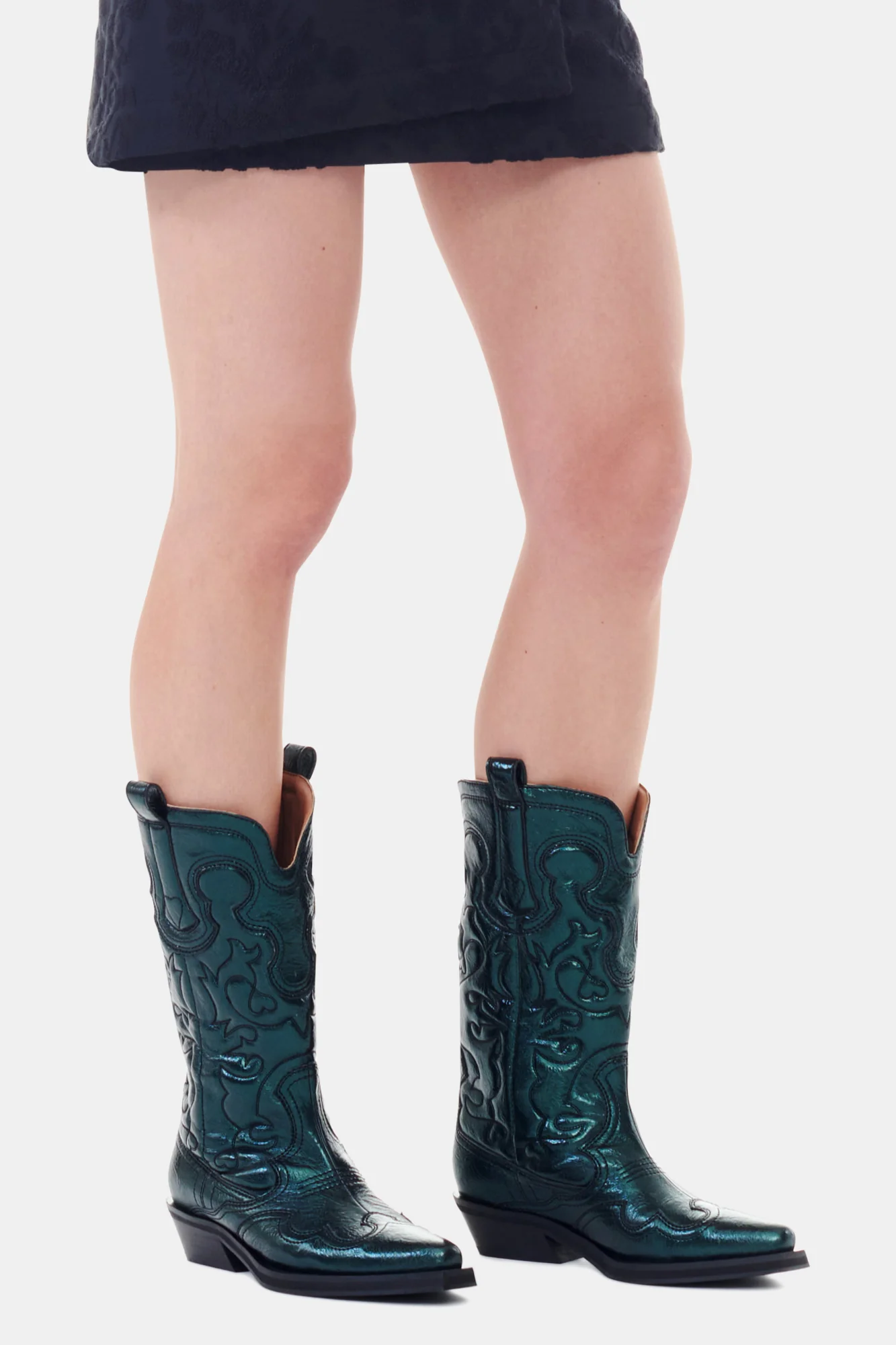 Metallic Mid Shaft Embroidered Western Boots | Climbing Ivy - Image 4