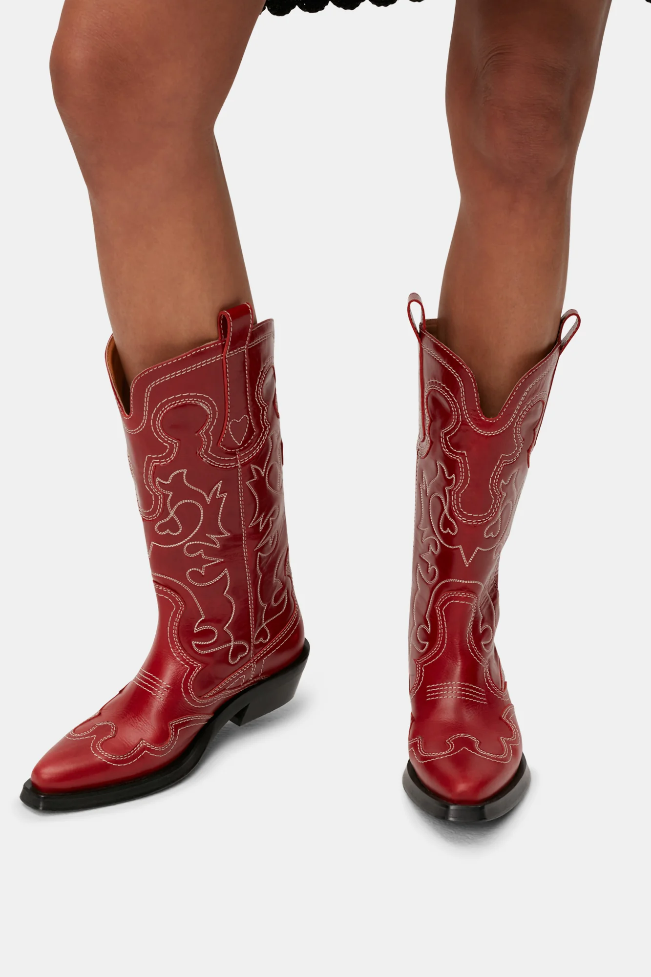Mid Shaft Embroidered Western Boot | Barbados Cherry - Image 7