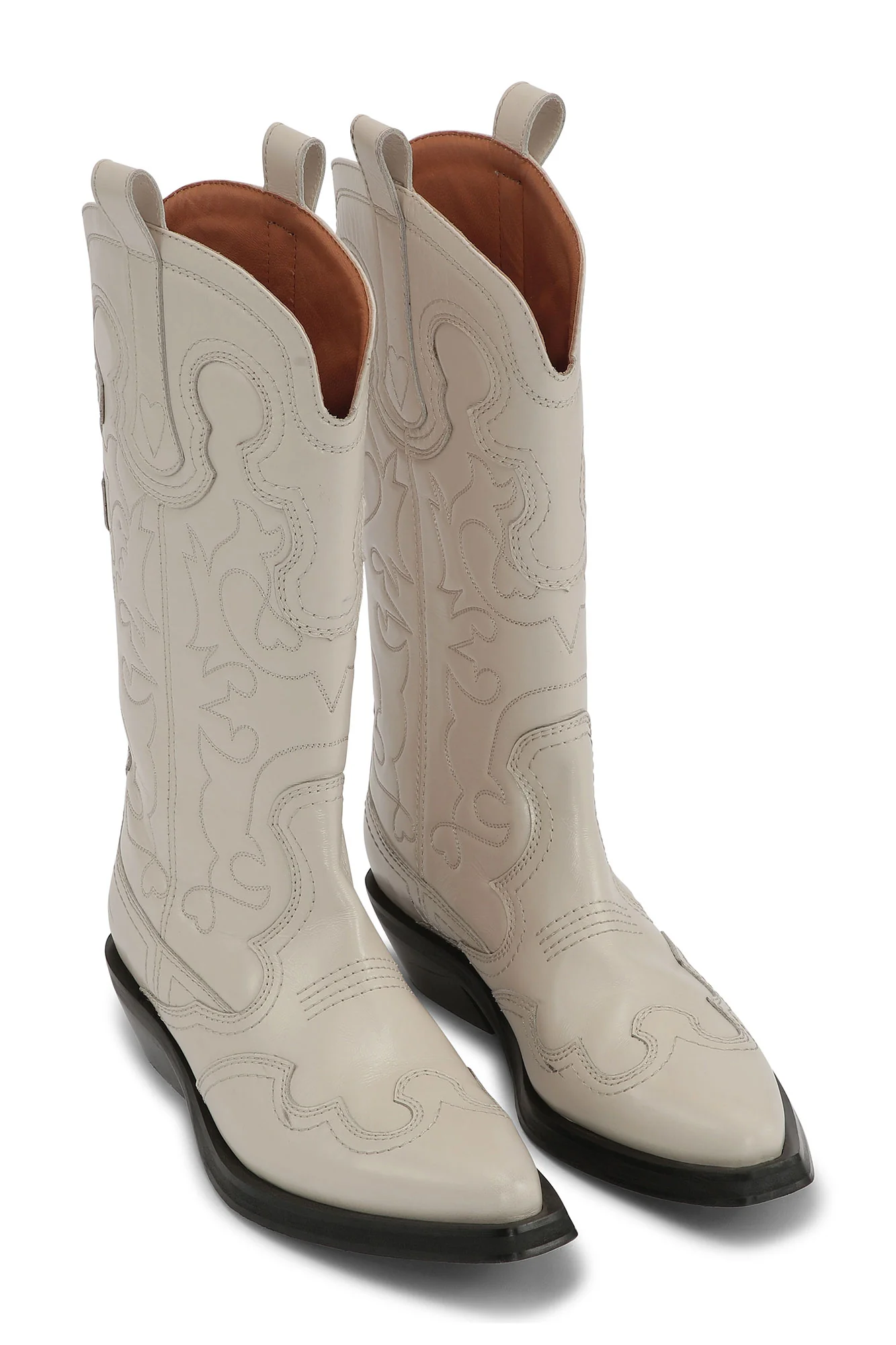 Mid Shaft Embroidered Western Boots | Egret - Image 3