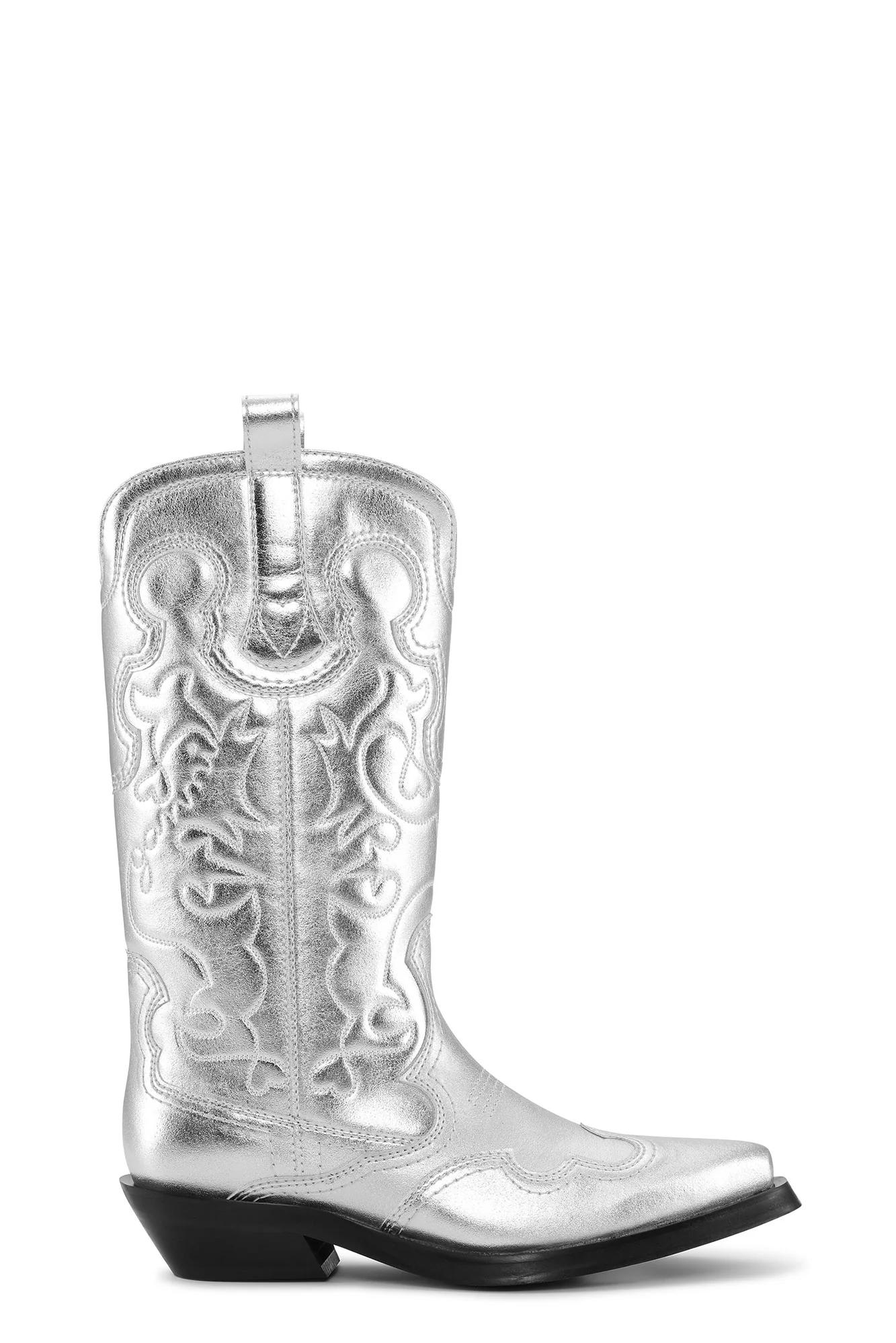 Mid Shaft Embroidered Western | Silver - Image 2