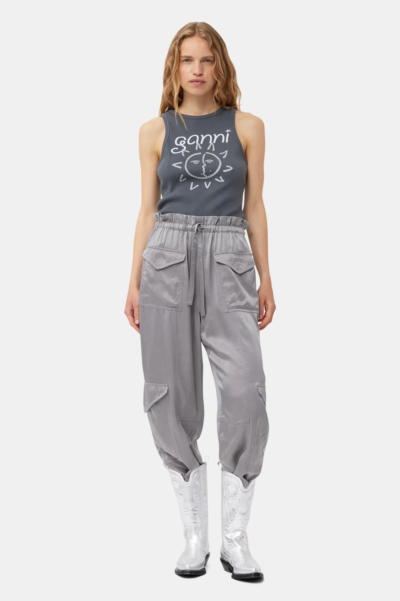 Mid Shaft Embroidered Western | Silver - Image 6