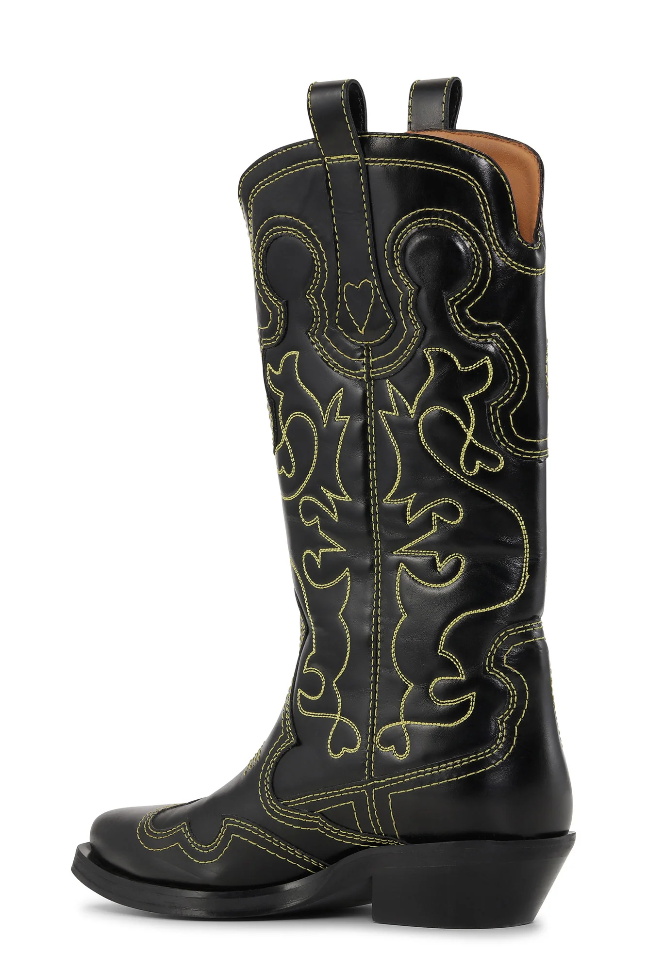 Mid Shaft EmbroideWestern Boot Yellow Stitch | Black - Image 3
