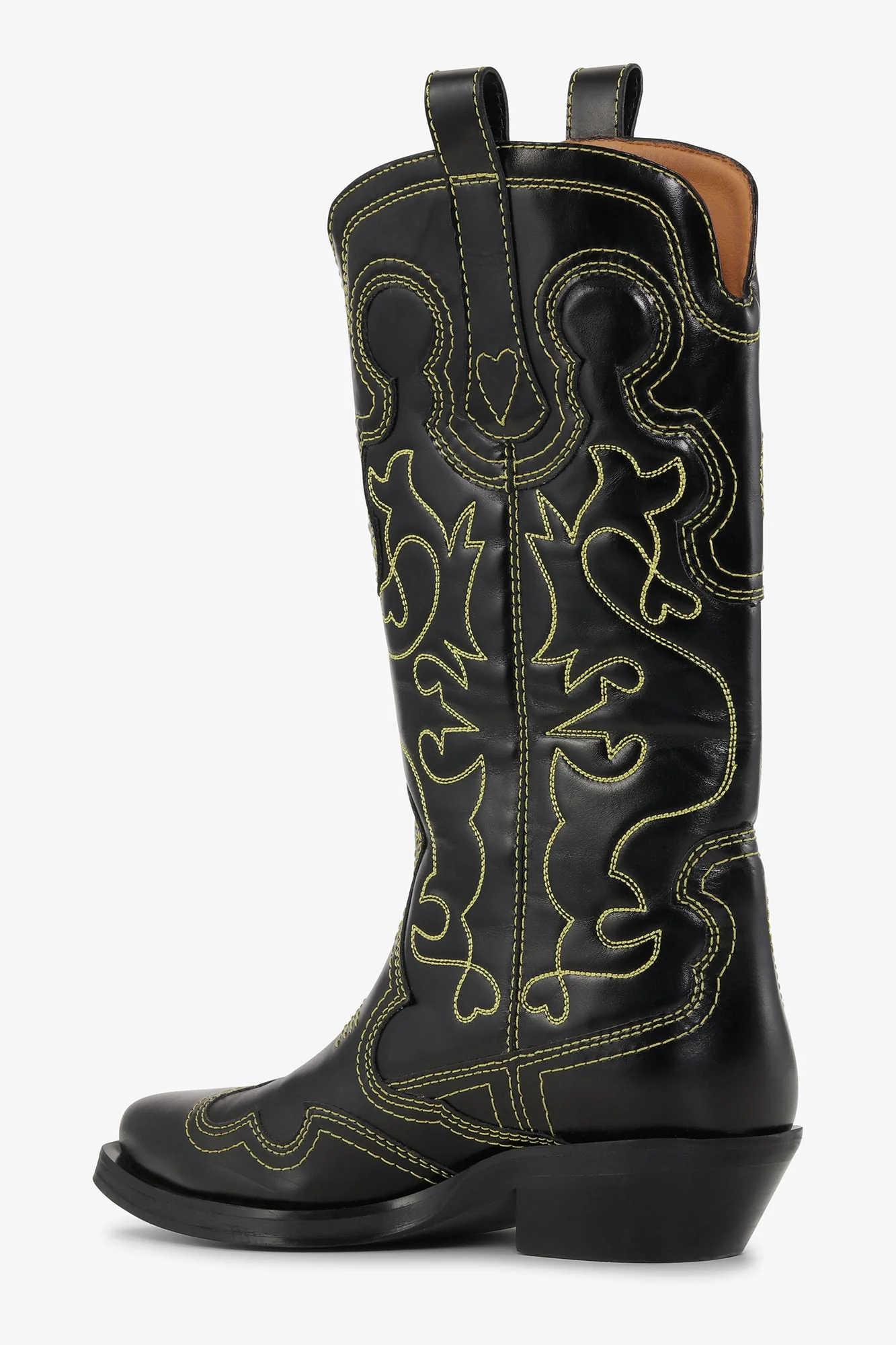 Mid Shaft EmbroideWestern Boot Yellow Stitch | Black - Image 4