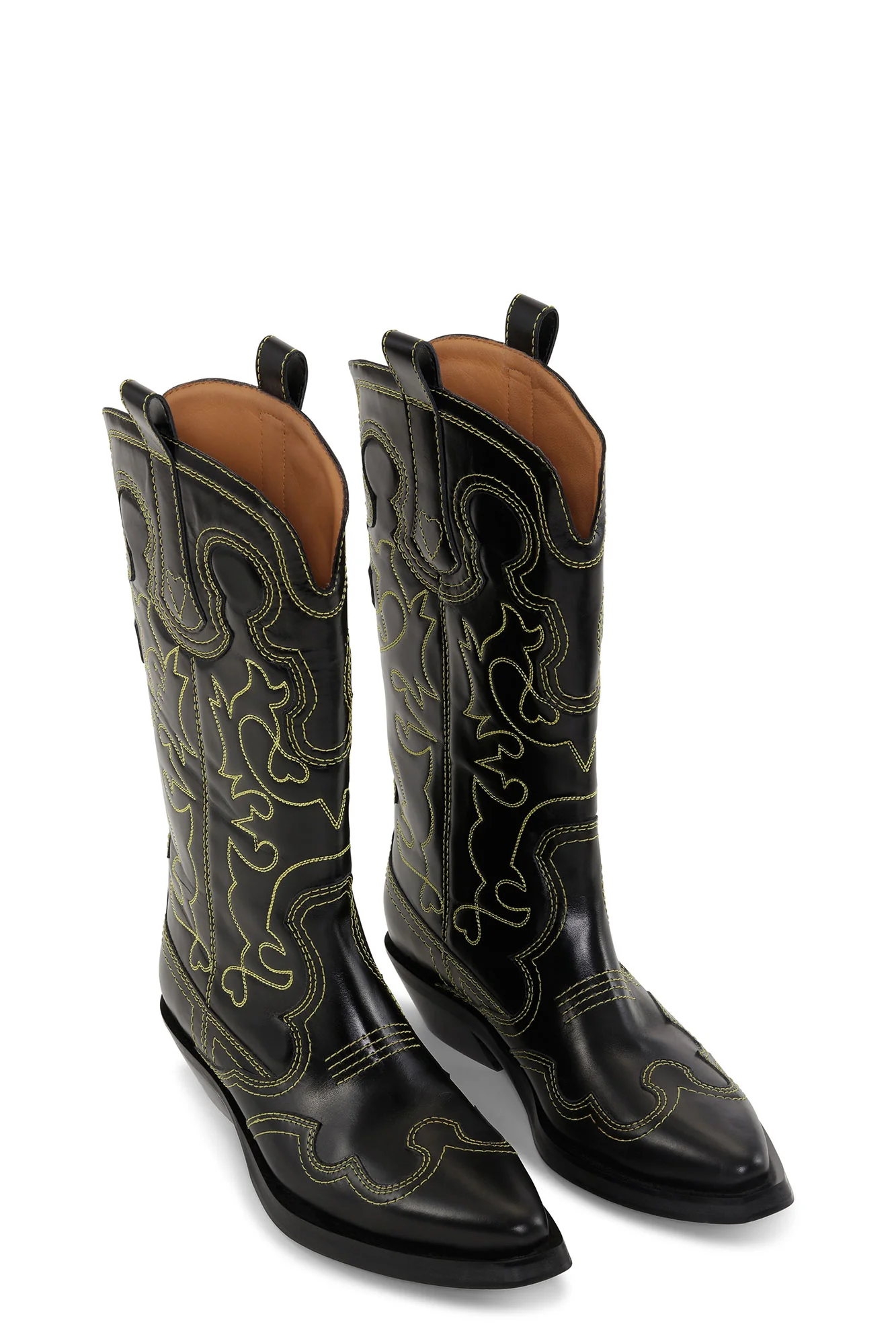 Mid Shaft EmbroideWestern Boot Yellow Stitch | Black - Image 5