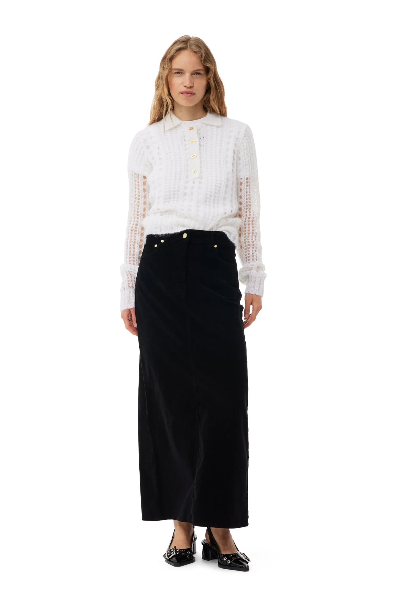 Mohair Lace Polo Sweater | Bright White - Image 2