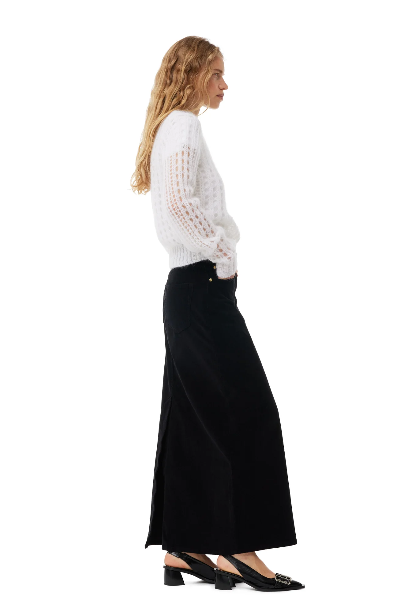 Mohair Lace Polo Sweater | Bright White - Image 3