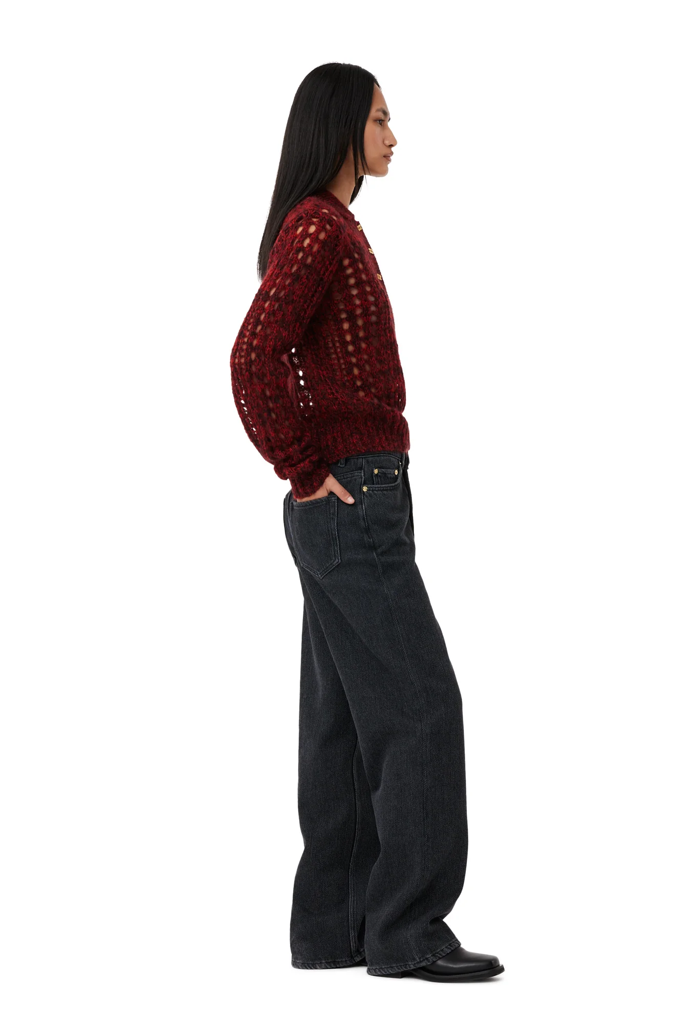Mohair Lace Polo Sweater | Racing Red - Image 5