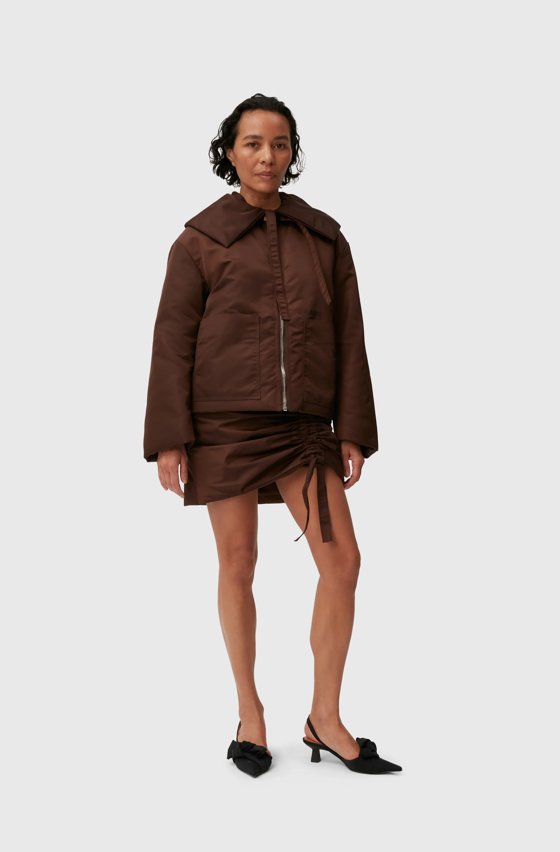 Nylon Collar Jacket | Chicory Coffee - Image 4