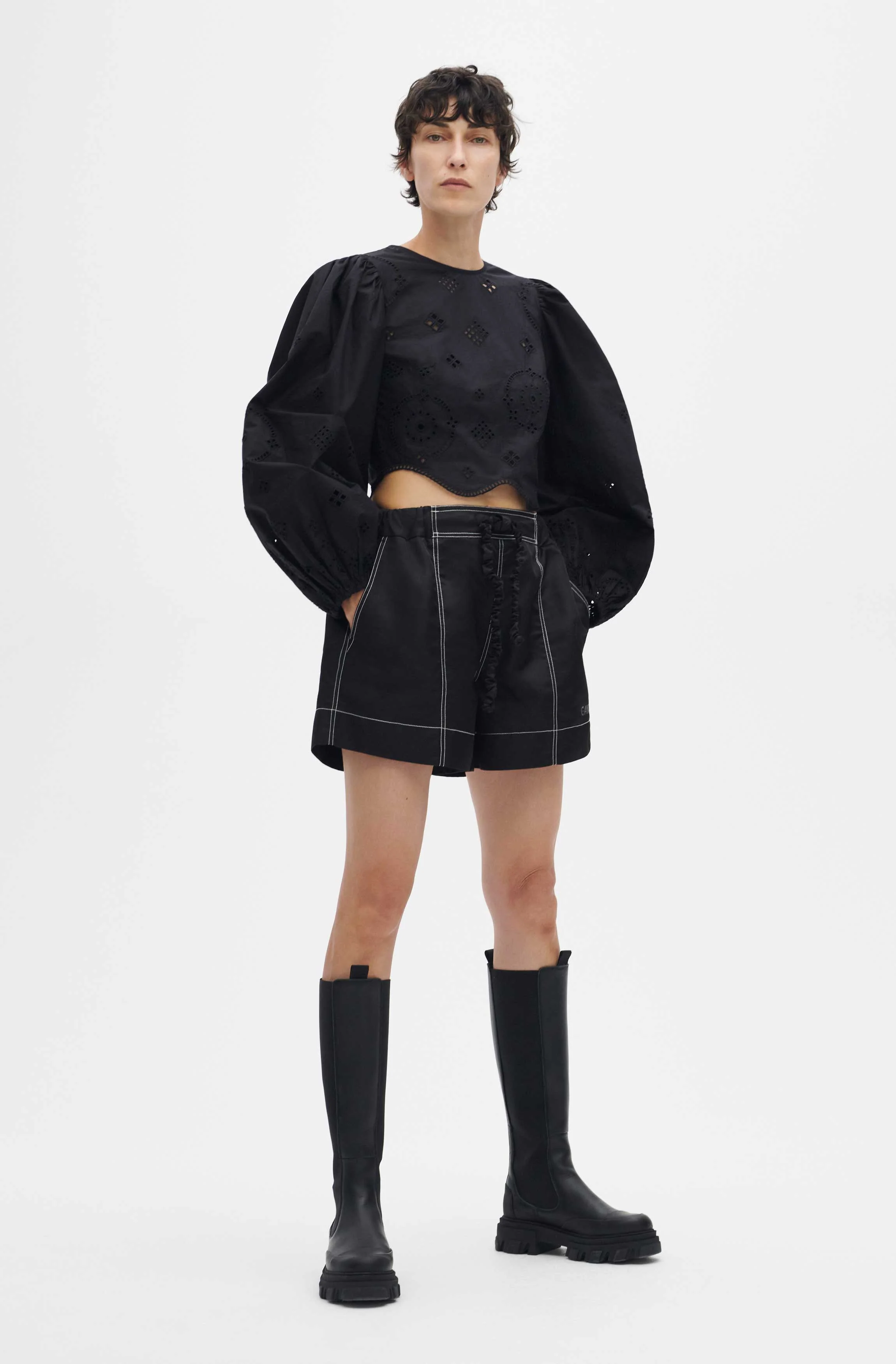 Nylon Drawstring Shorts | Black - Image 4