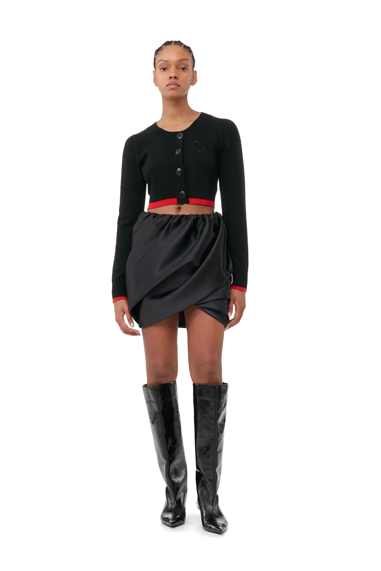 O-neck Cropped Cardigan | Black - Image 3
