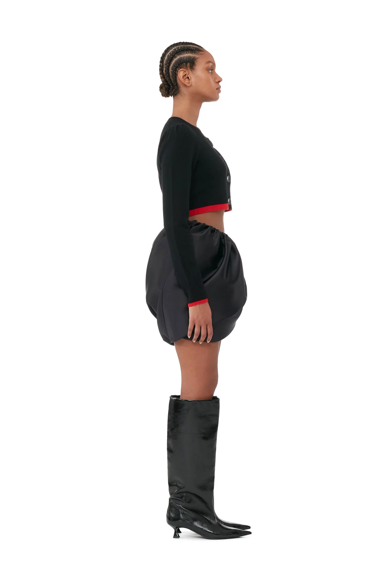 O-neck Cropped Cardigan | Black - Image 4