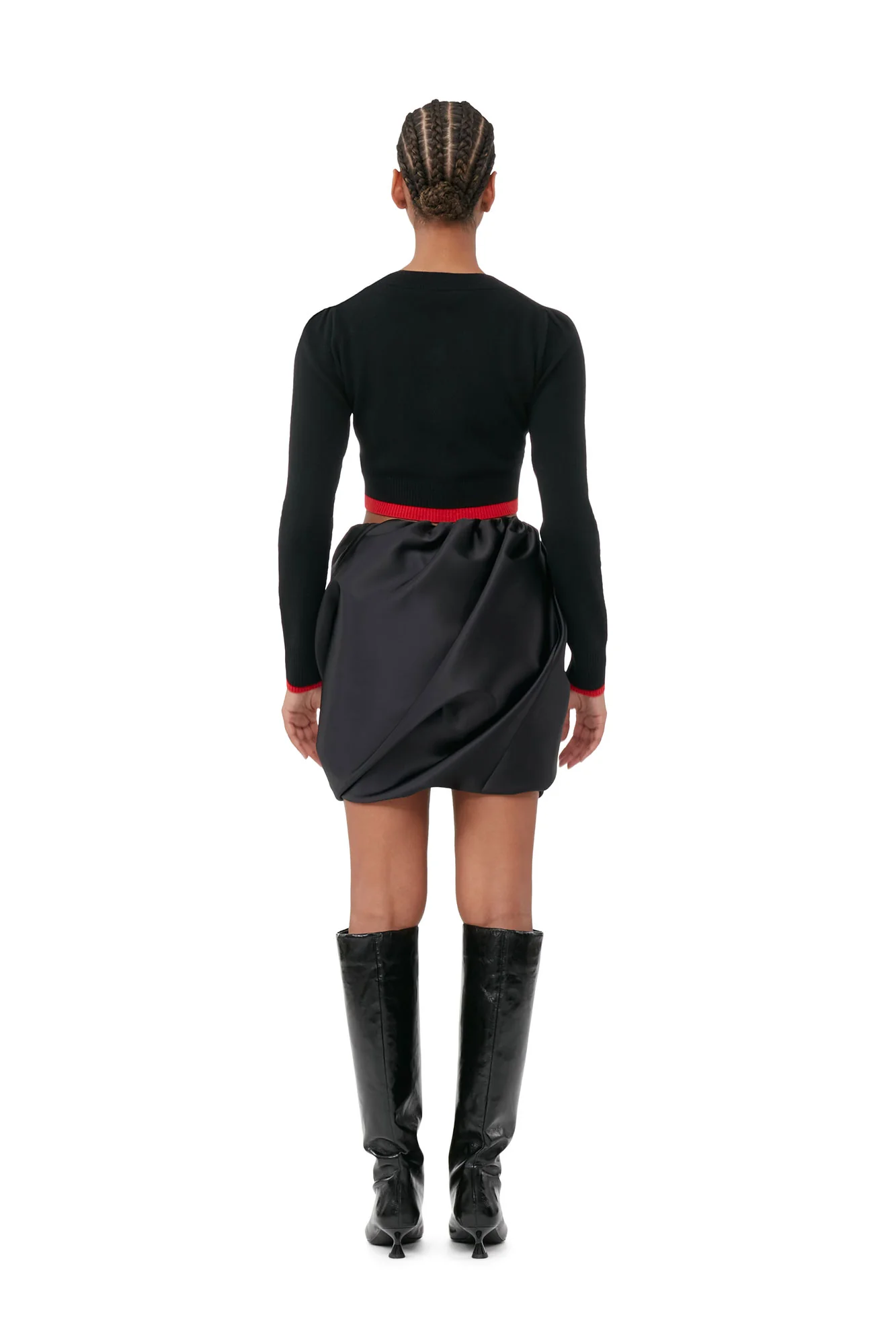 O-neck Cropped Cardigan | Black - Image 5