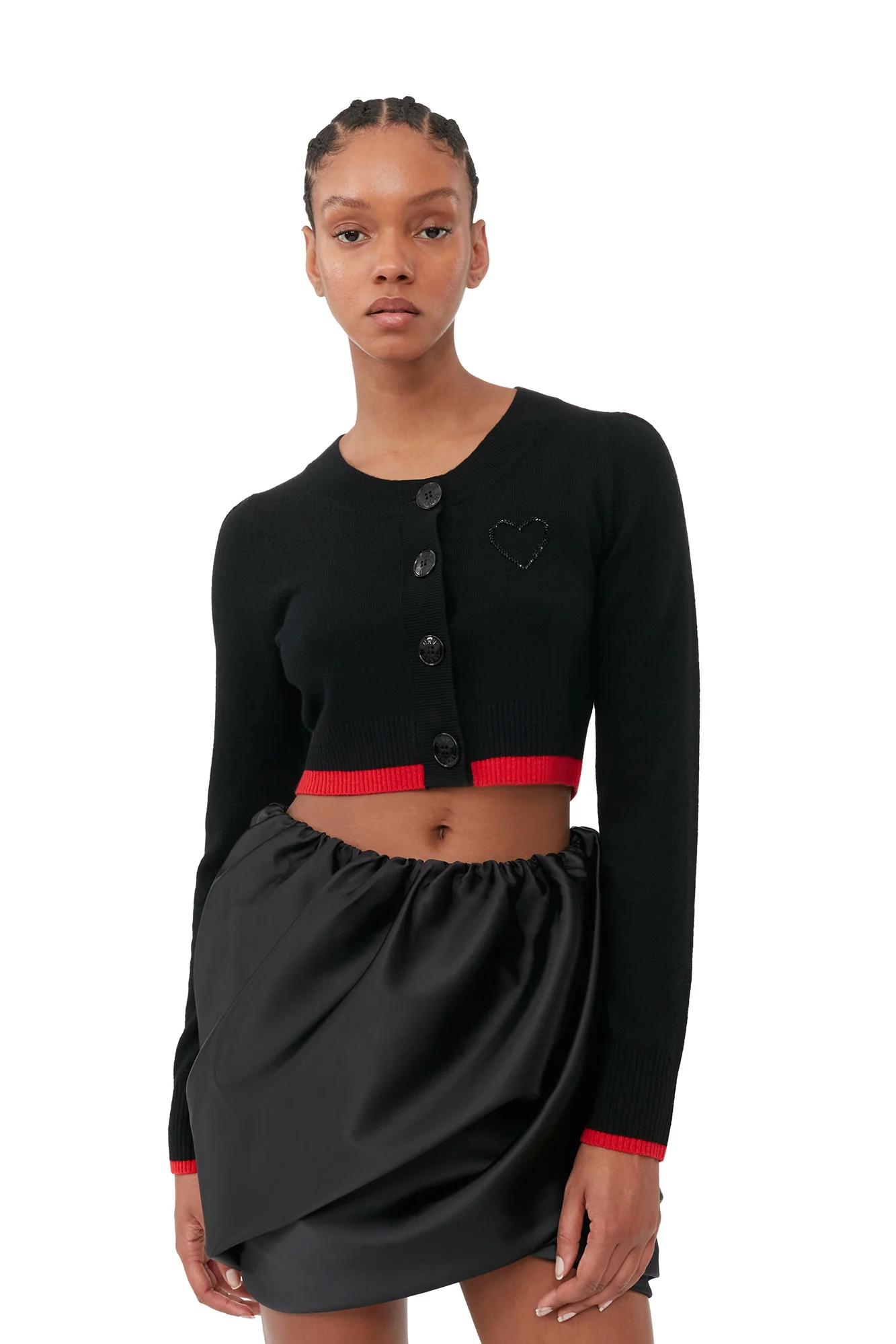 O-neck Cropped Cardigan | Black - Image 6