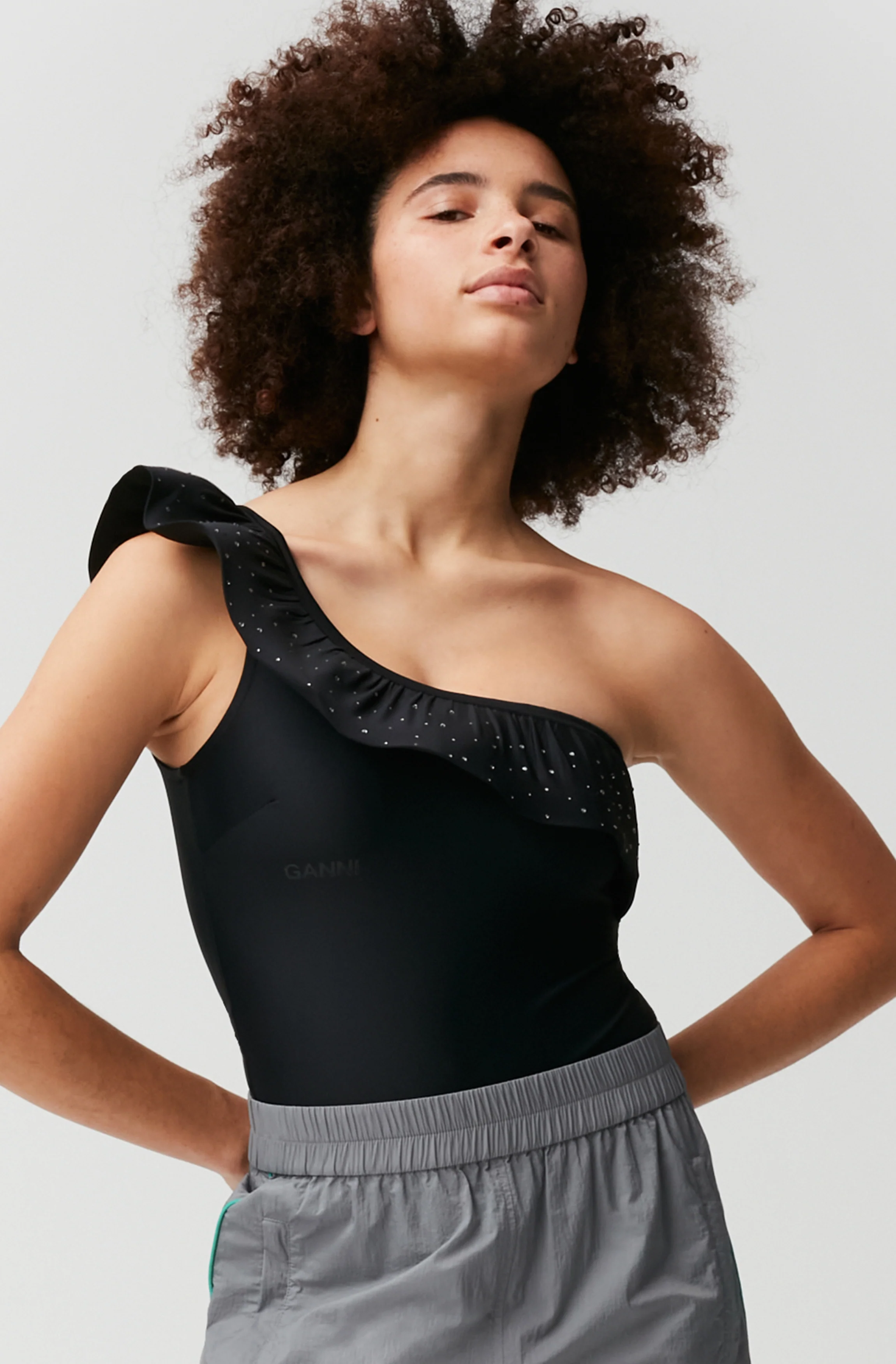 One Shoulder Bodystocking | Black - Image 3